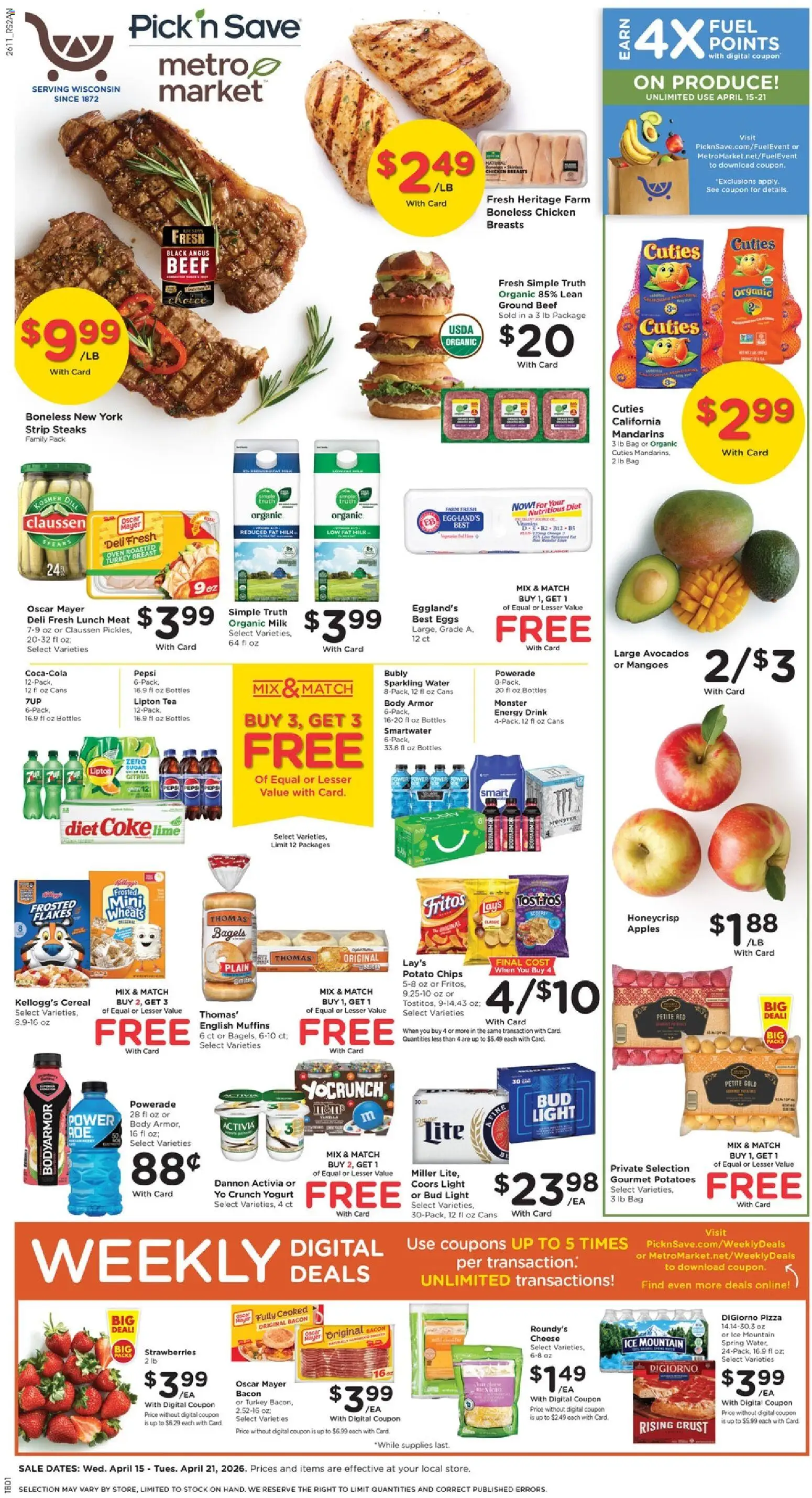 Pick ‘n Save Weekly Ad - page 1- valid from 04/15/2026