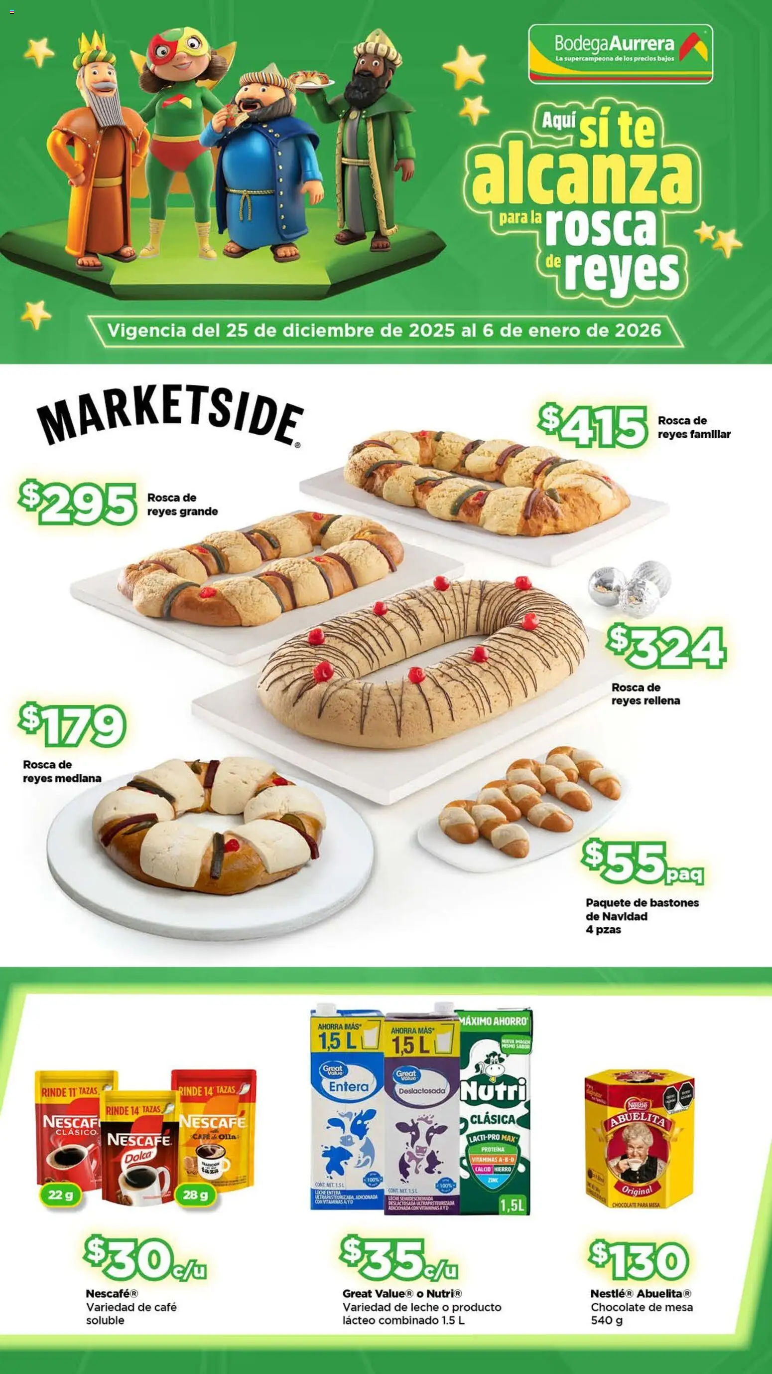 Bodega Aurrerá folleto Aquí sí te alcanza para la rosca de reyes - página 1- válido desde 25/12/2025