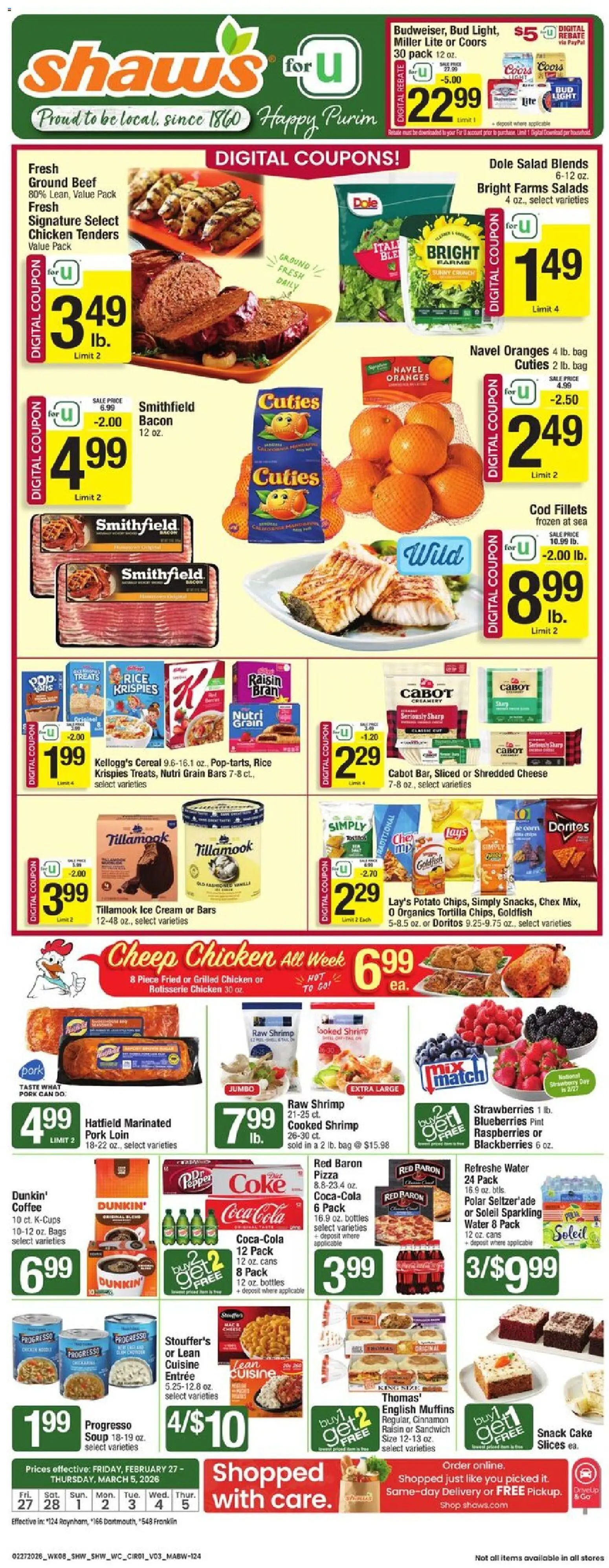 Shaw's Weekly Ad - MA - page 1- valid from 02/27/2026