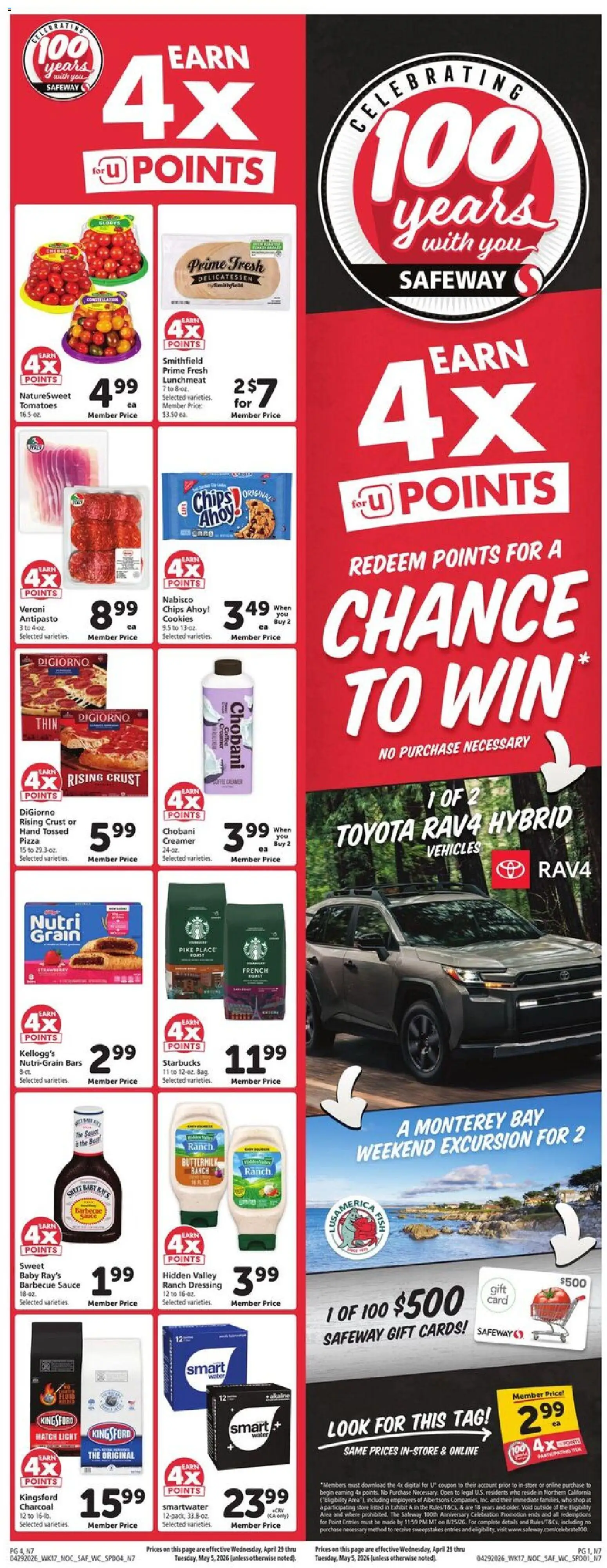 Safeway Weekly Ad - page 1- valid from 04/29/2026