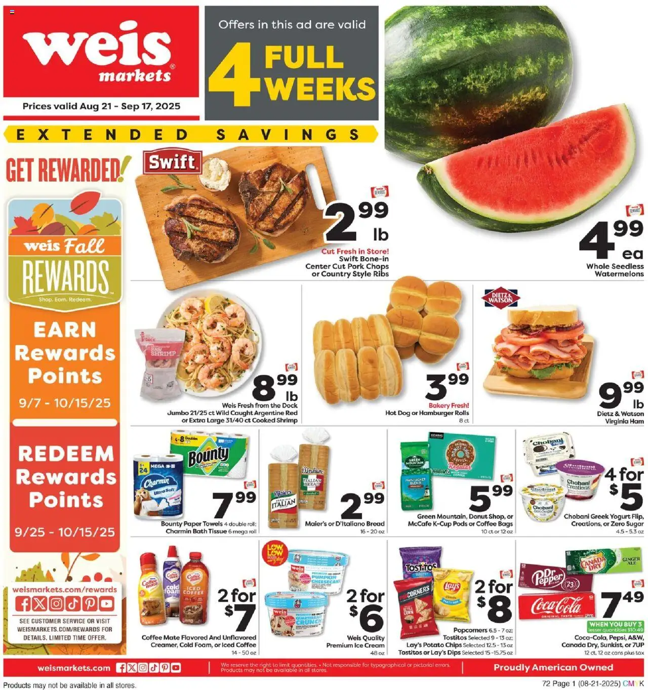 Weis Monthly Ad - page 1- valid from 08/21/2025
