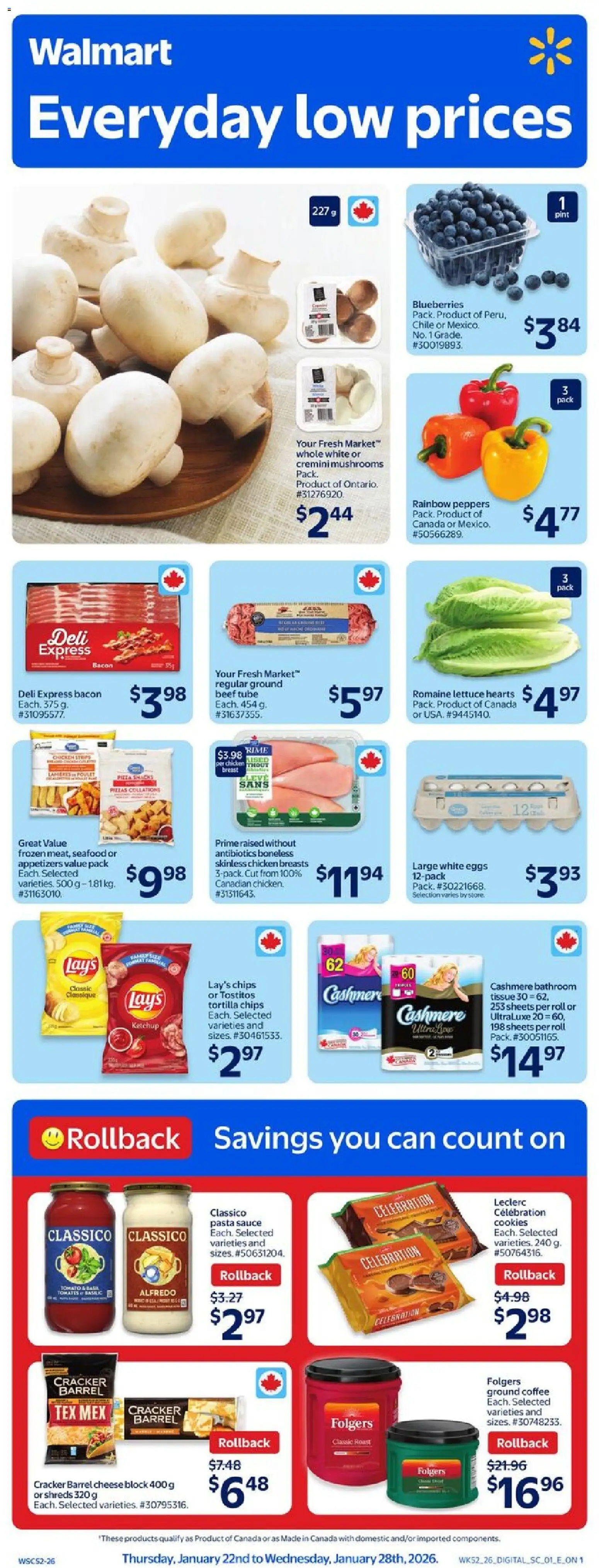 Walmart weekly flyer - page 1- valid from Jan 22, 2026