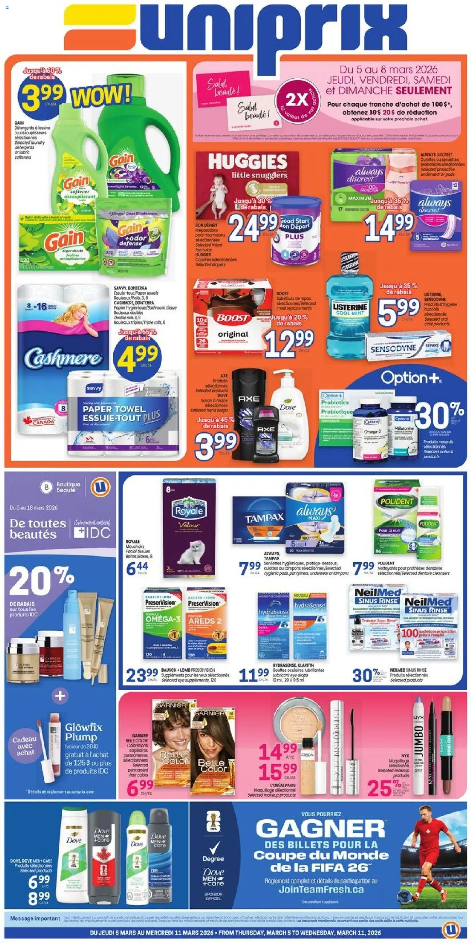 Uniprix weekly flyer / circulaire - page 1- valid from Mar 5, 2026