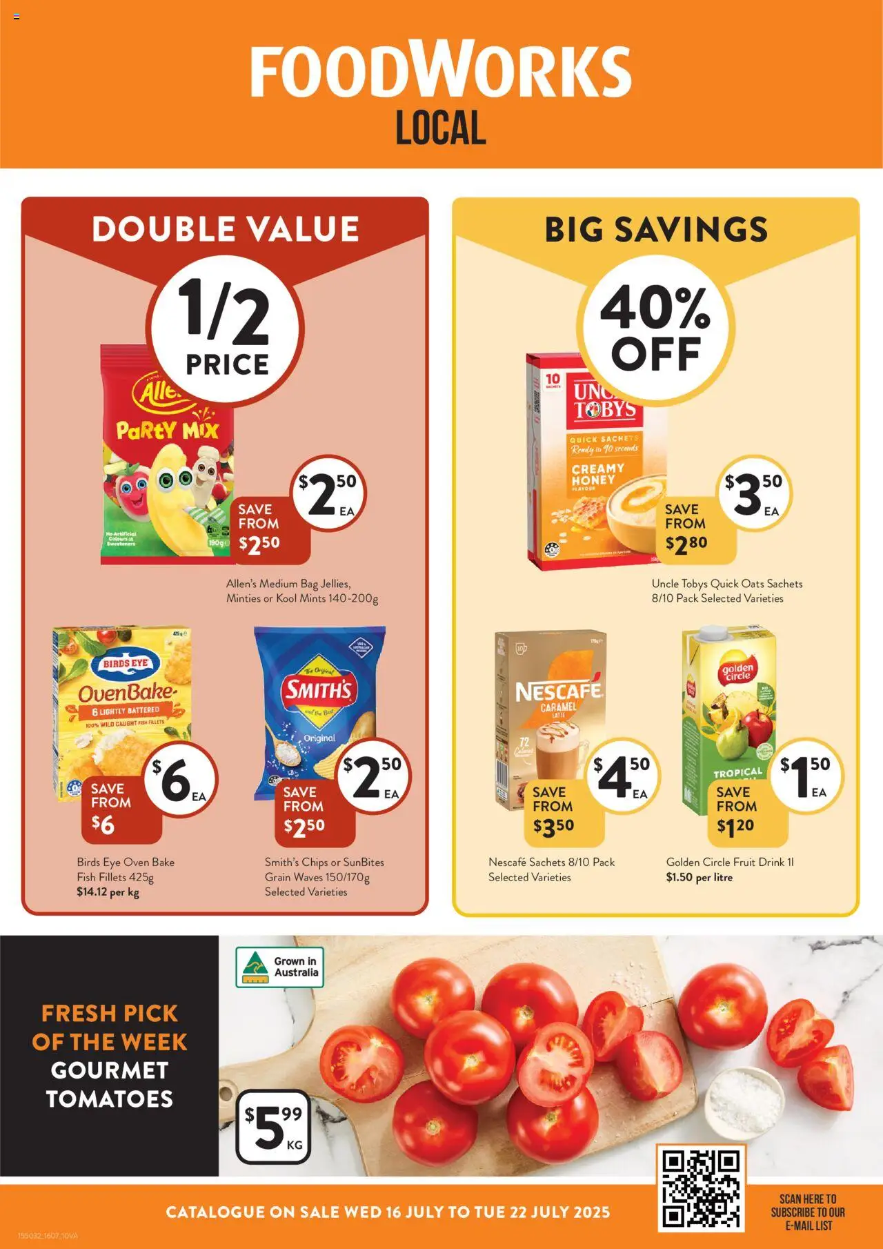 Foodworks Catalogue VIC  - page 1- valid from 16/07/2025