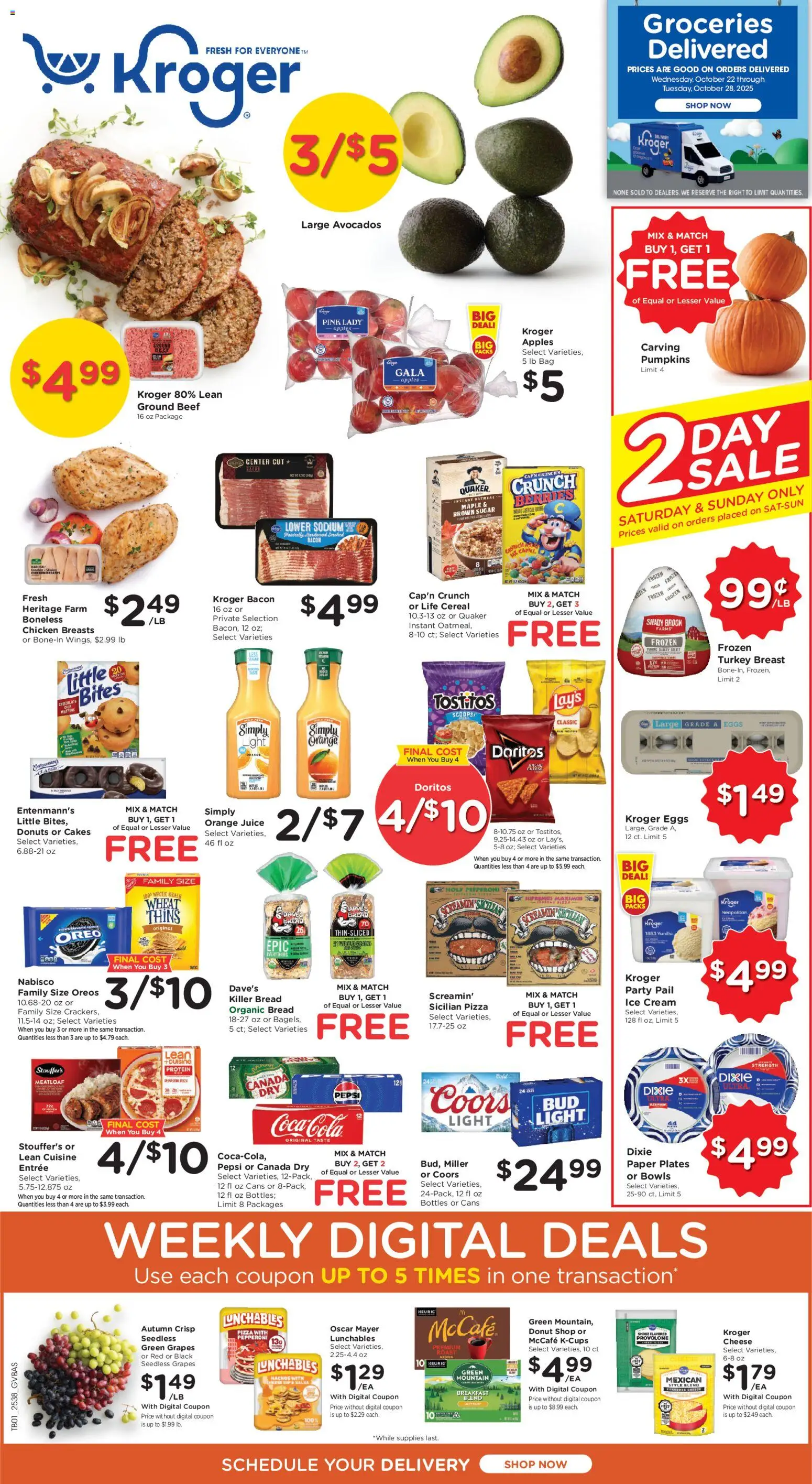 Kroger Weekly Ad - page 1- valid from 10/22/2025