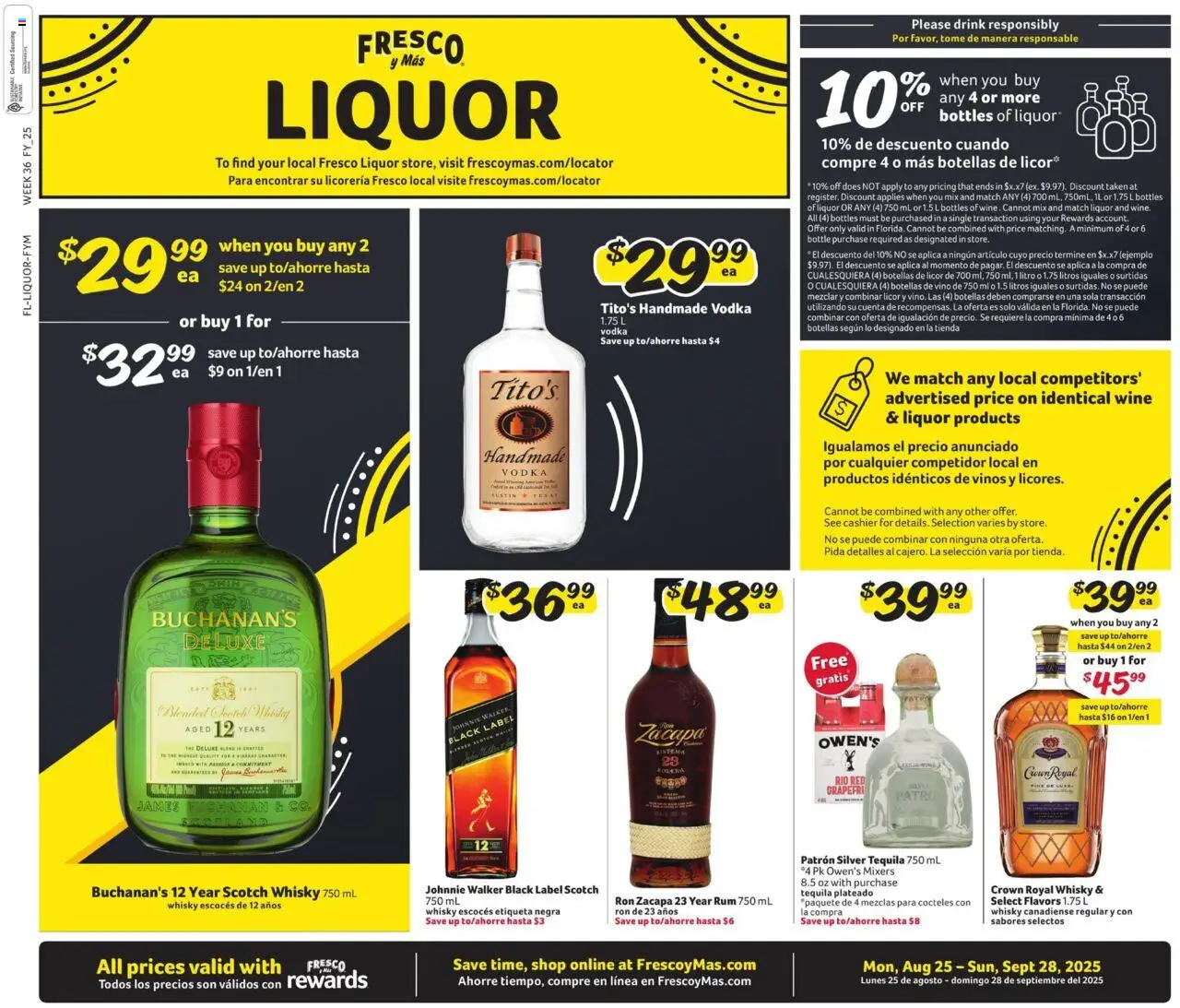 Fresco y Más Alcohol Flyer - page 1- valid from 08/25/2025