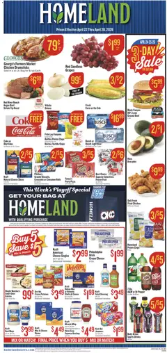 Preview Homeland Weekly Ad valid from 04/22/2026