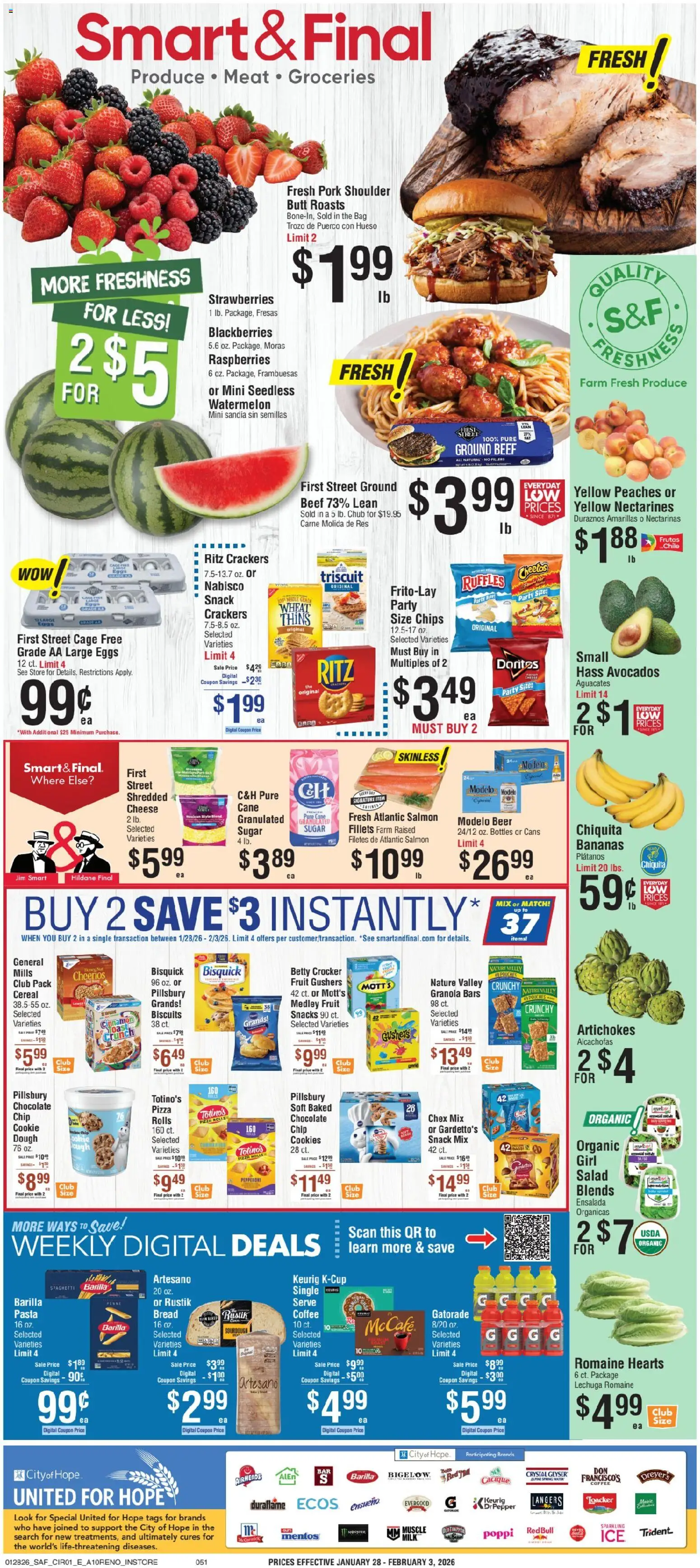 Smart & Final Weekly Ad - page 1- valid from 01/28/2026