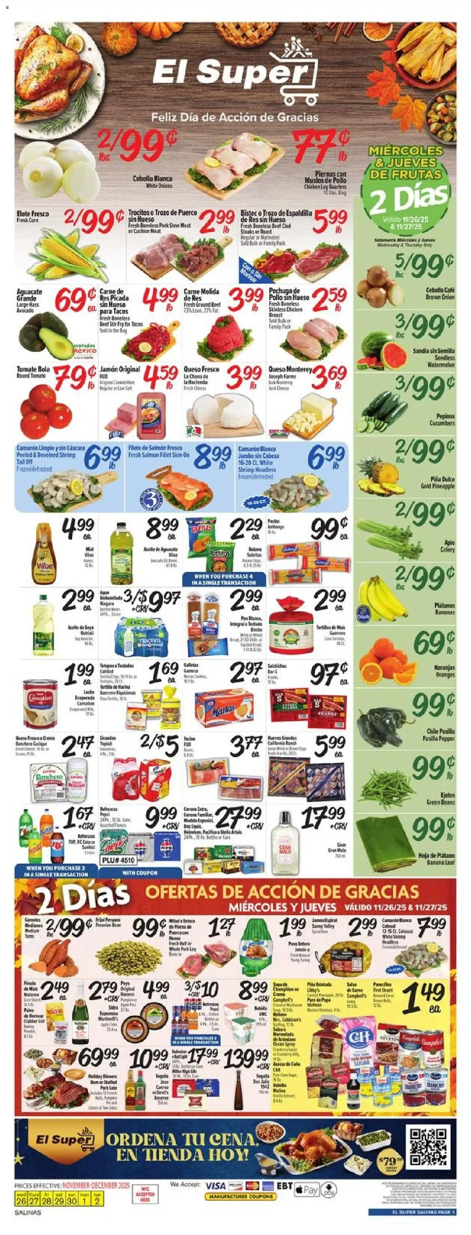 El Super Weekly Ad - CA - page 1- valid from 11/26/2025