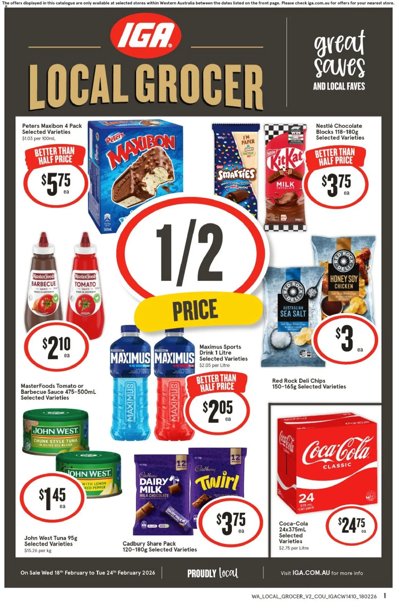 IGA Local Grocer NT/WA - page 1- valid from 18/02/2026