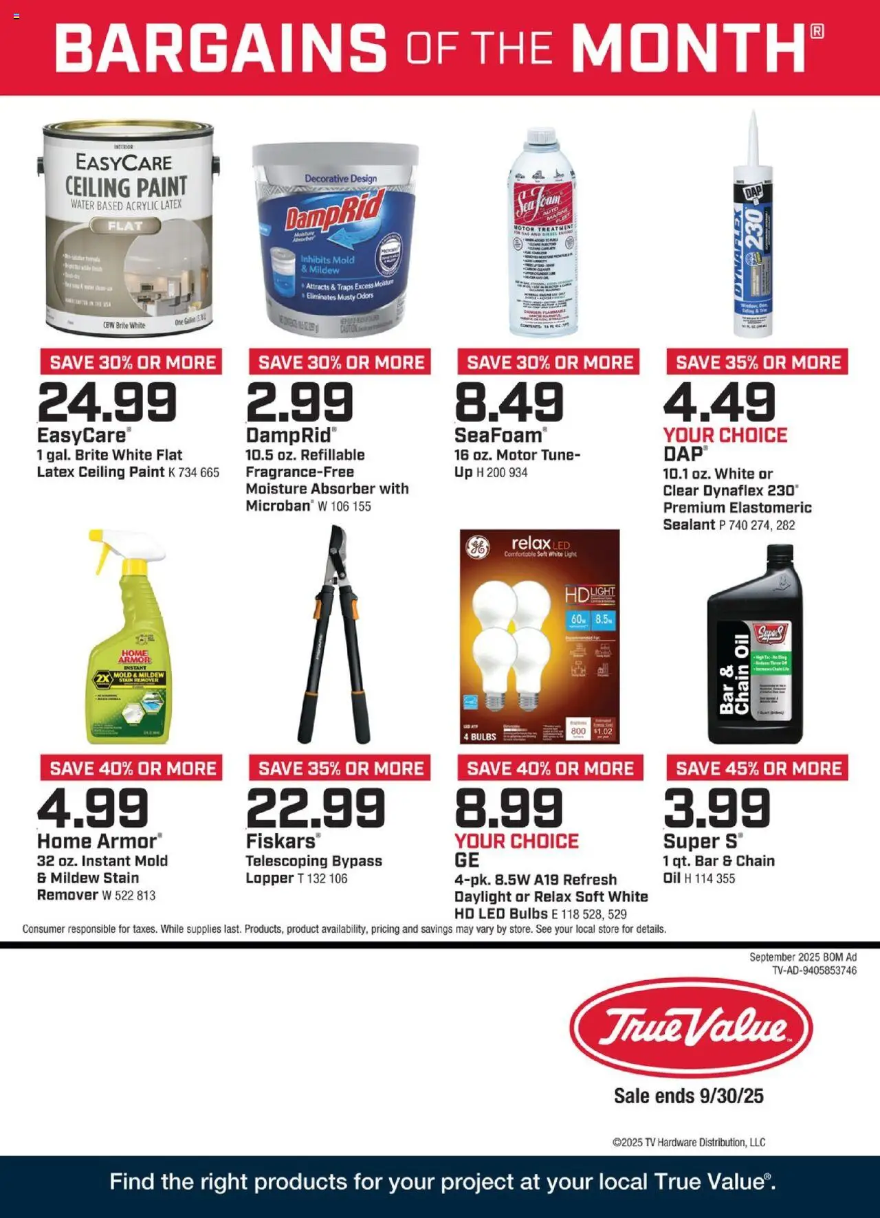 True Value Monthly Ad - page 1- valid from 09/01/2025