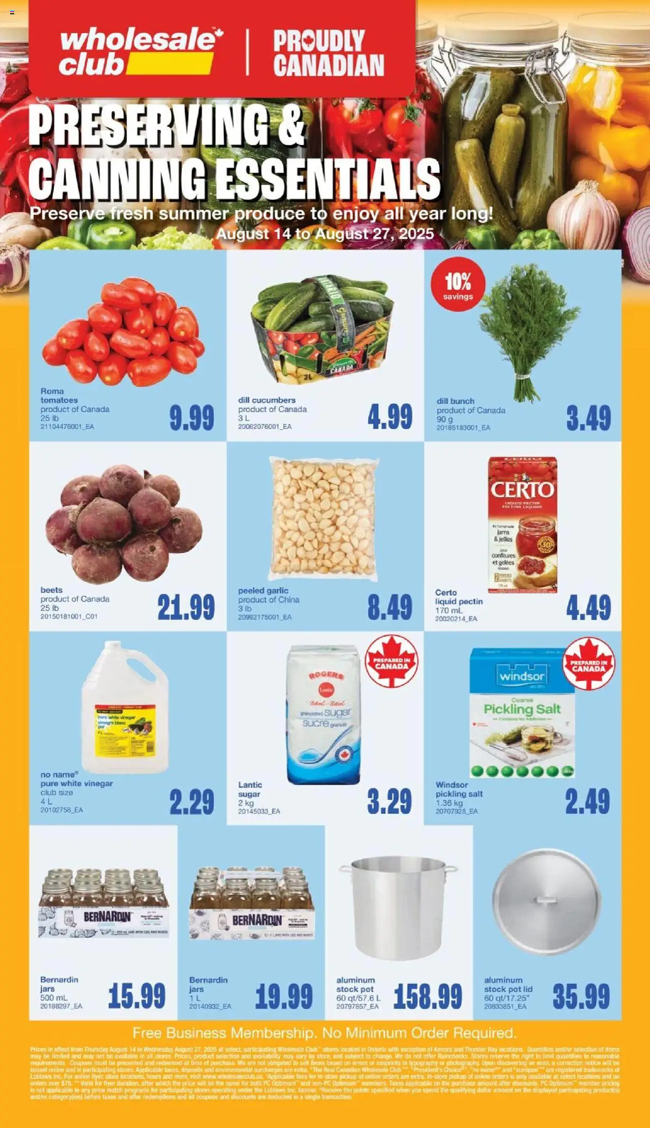 Wholesale Club flyer - Canning essentials - page 1- valid from Aug 14, 2025