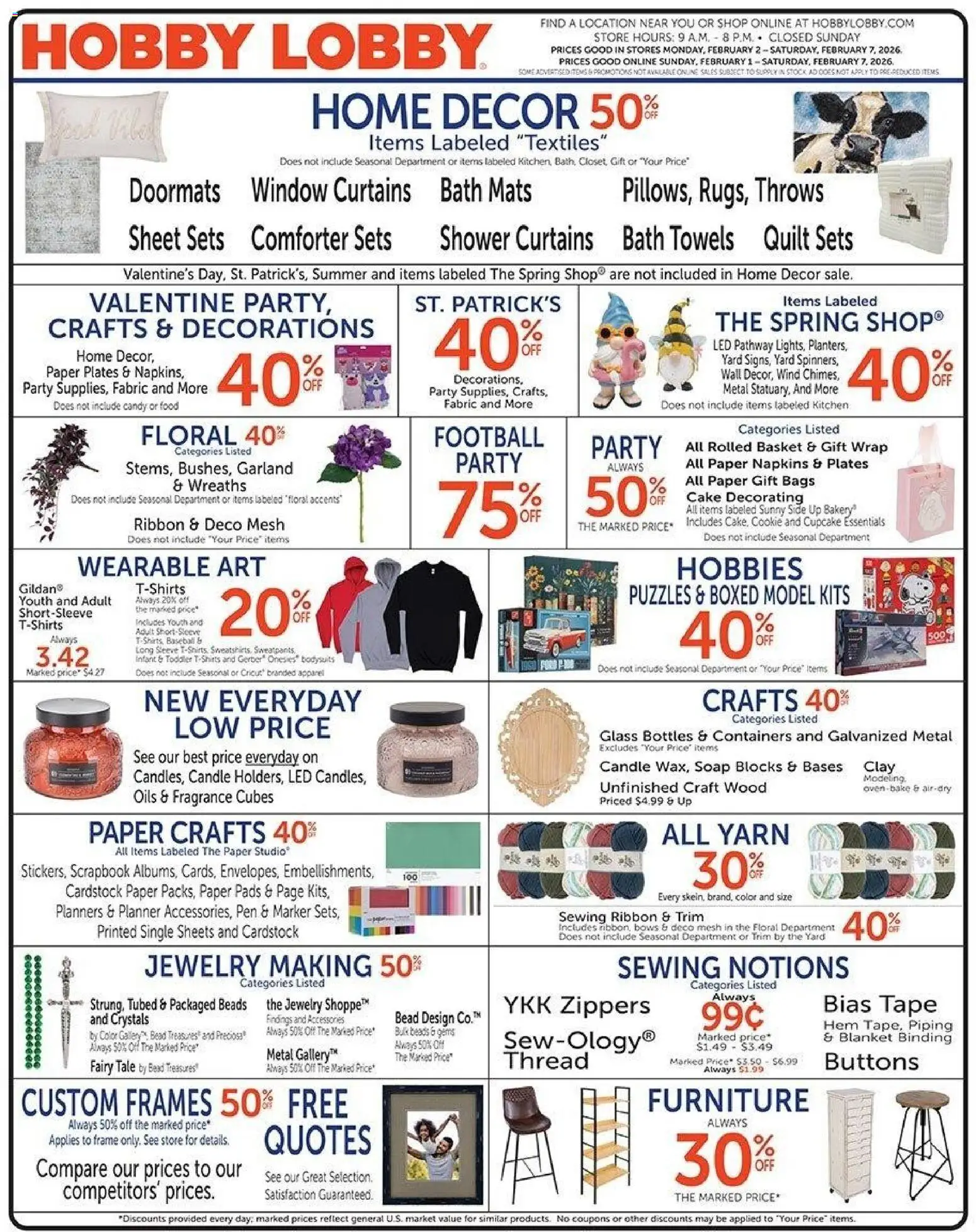 Hobby Lobby Weekly Ad - page 1- valid from 02/01/2026