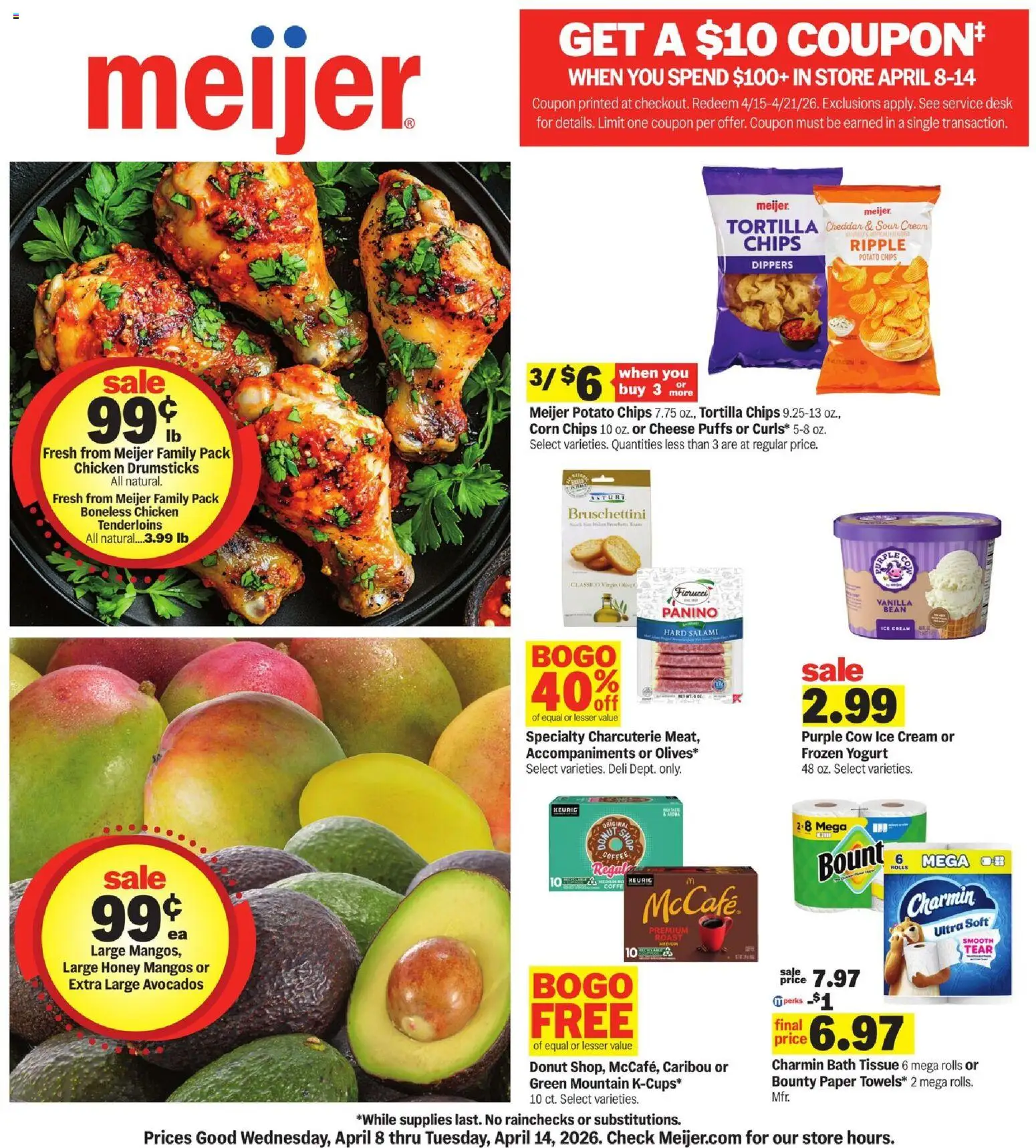 Meijer Weekly Ad - page 1- valid from 04/08/2026