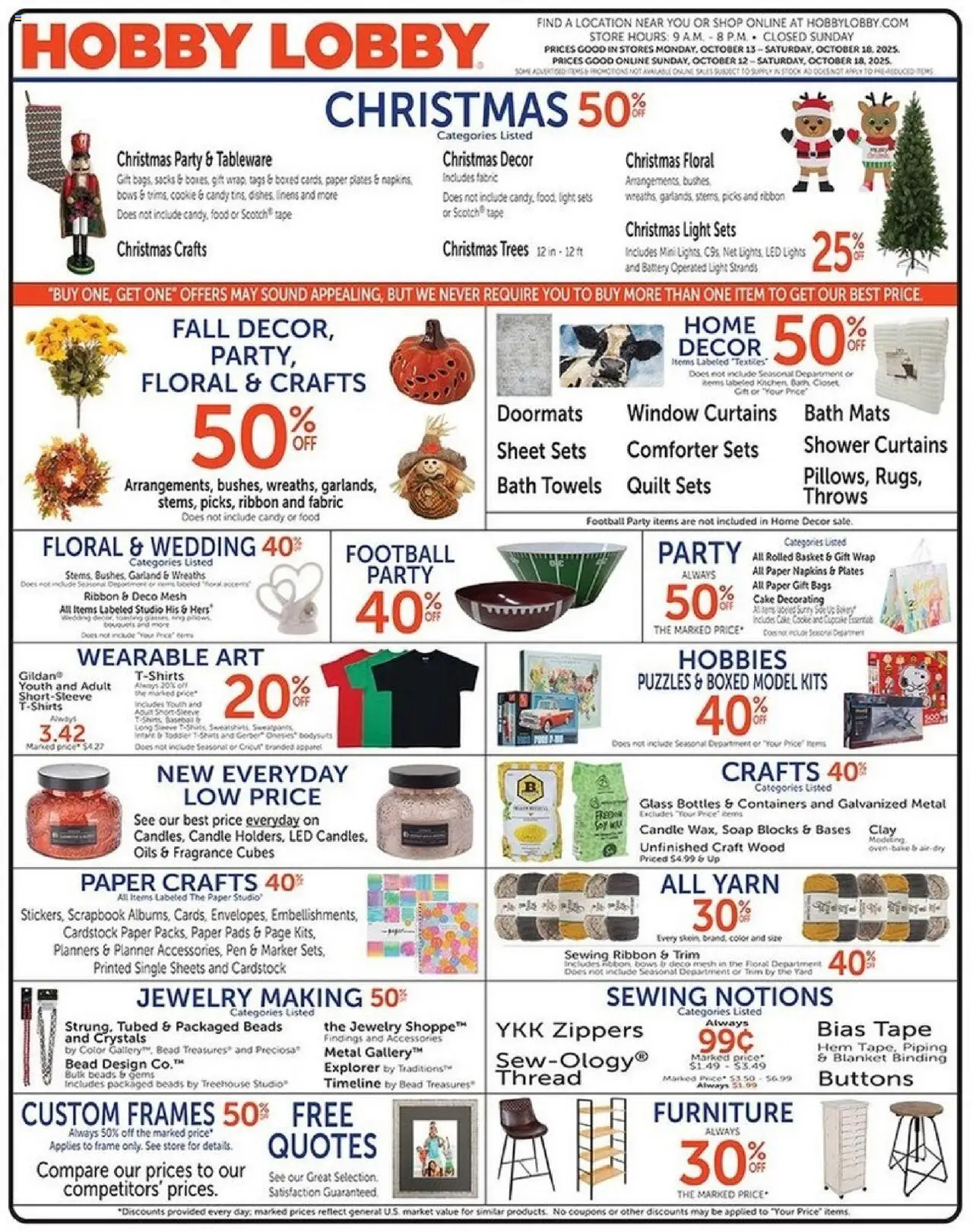 Hobby Lobby Weekly Ad - page 1- valid from 10/12/2025