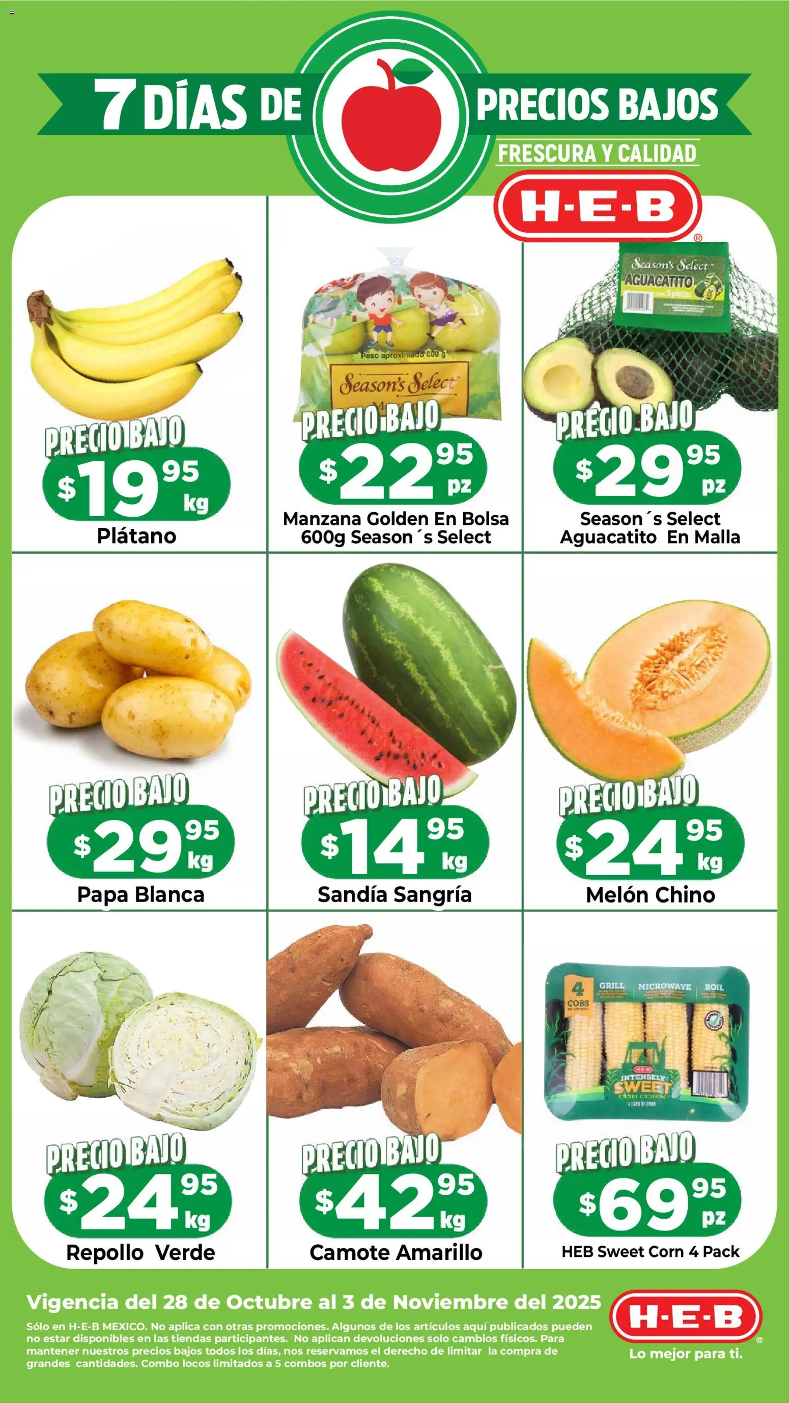 H-E-B folleto Precios Bajos - página 1- válido desde 28/10/2025