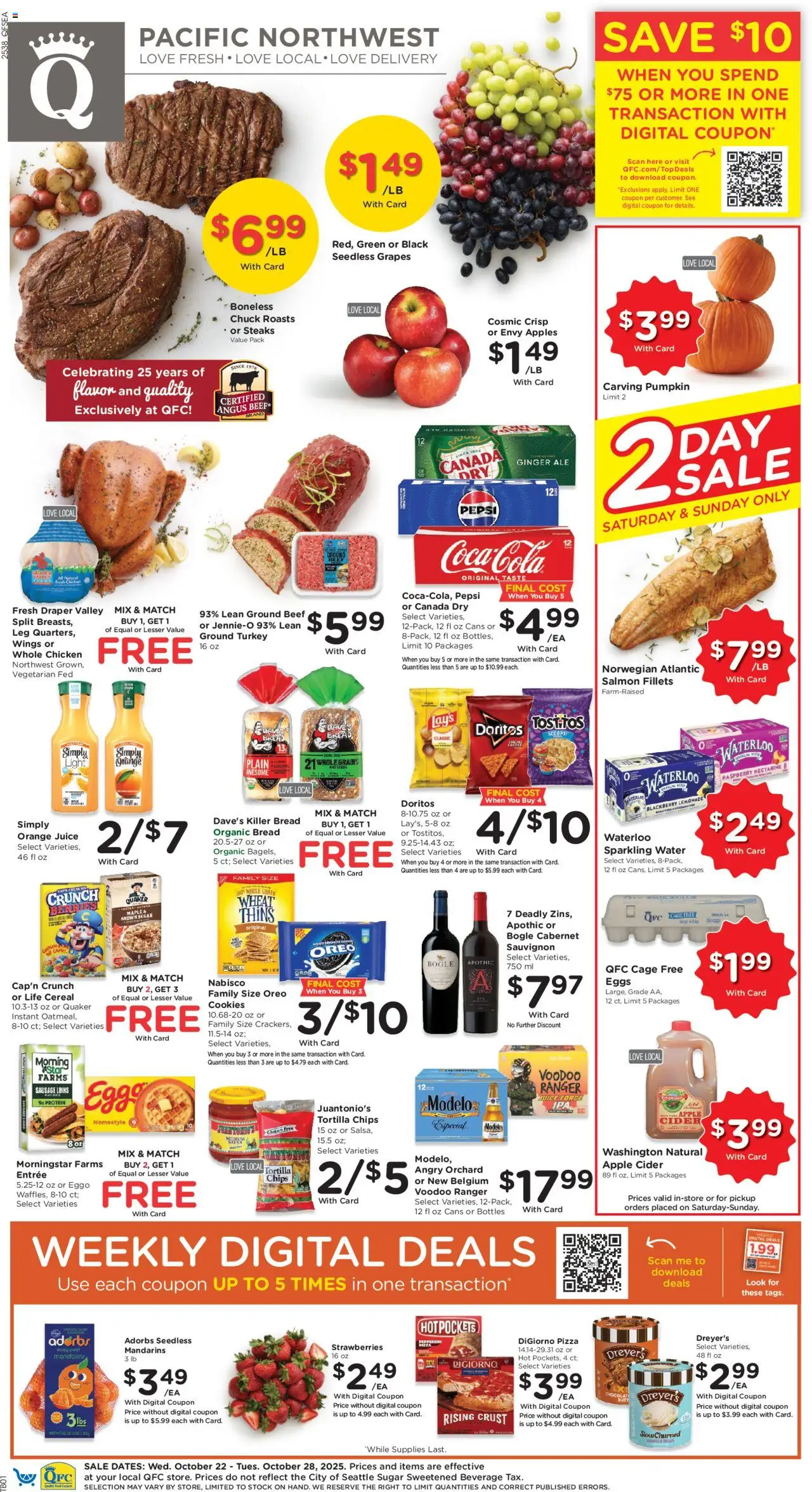 QFC Weekly Ad - page 1- valid from 10/22/2025