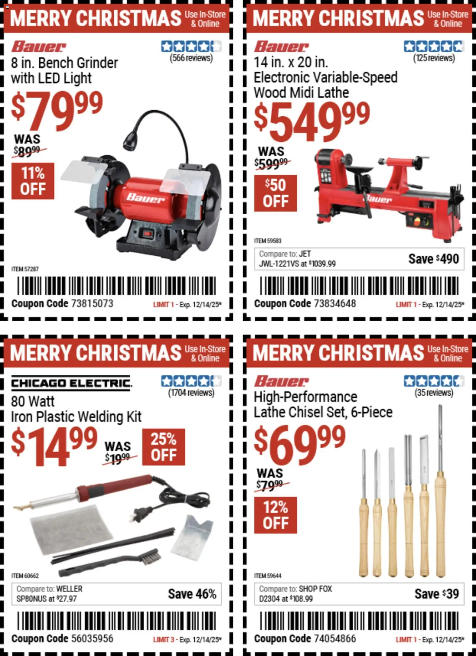 Harbor Freight Christmas Coupon Deals - page 1- valid from 12/02/2025