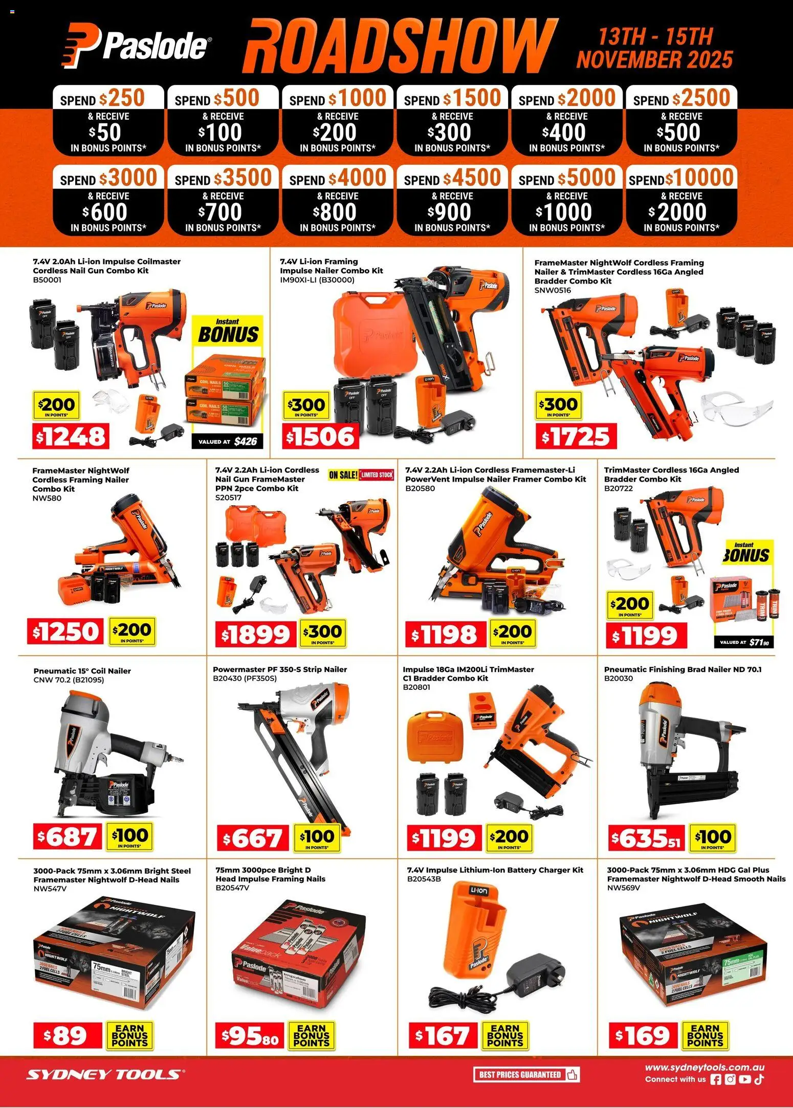 Sydney Tools Roadshow - page 1- valid from 13/11/2025