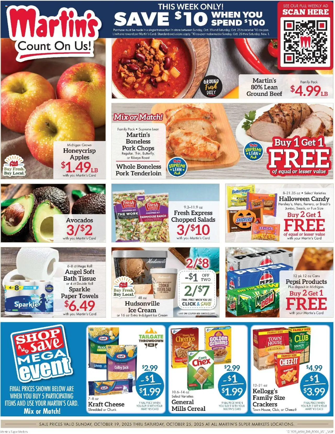 Martin’s Weekly Ad - page 1- valid from 10/19/2025