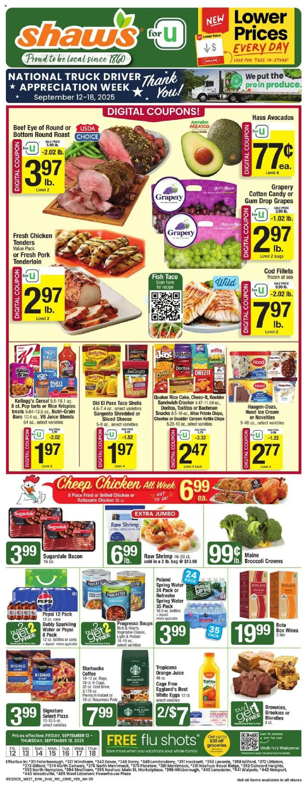Shaw's Weekly Ad - NH - page 1- valid from 09/12/2025