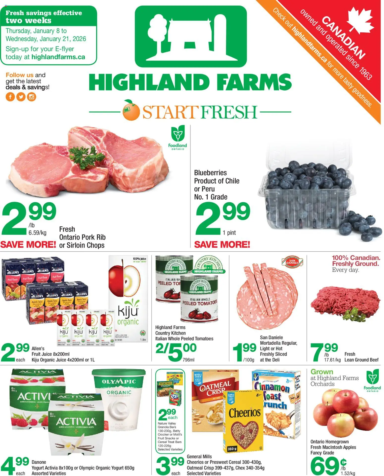 Highland Farms weekly flyer / circulaire - page 1- valid from Jan 8, 2026