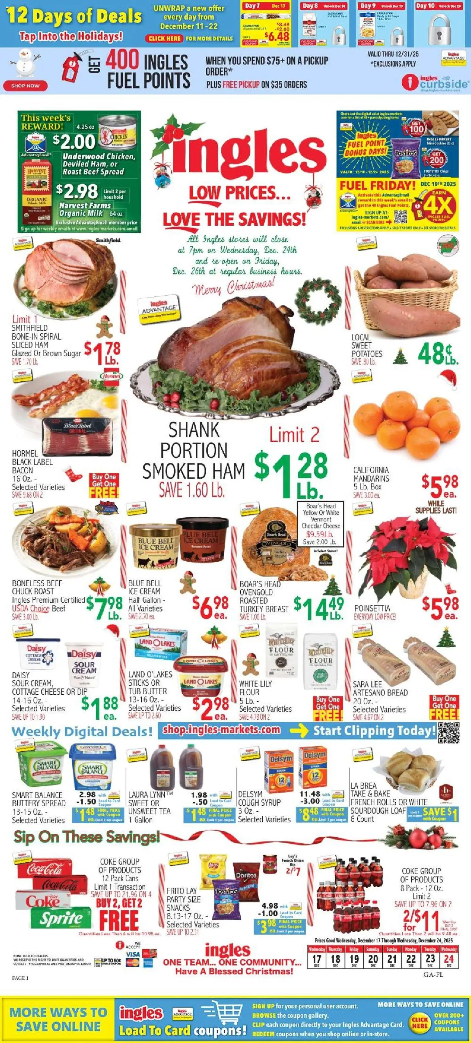 Ingles Weekly Ad - page 1- valid from 12/17/2025