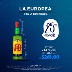 La Europea catálogo Whisky J&B válido desde 18/11/2025