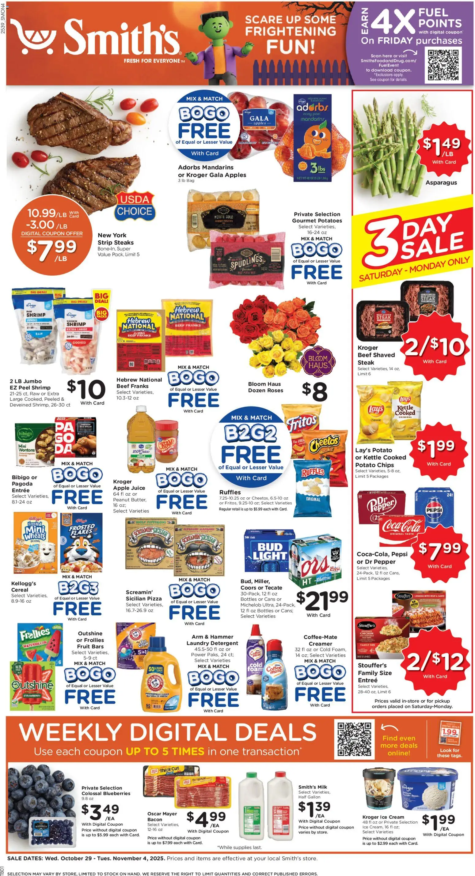 Smith's Weekly Ad - page 1- valid from 10/29/2025