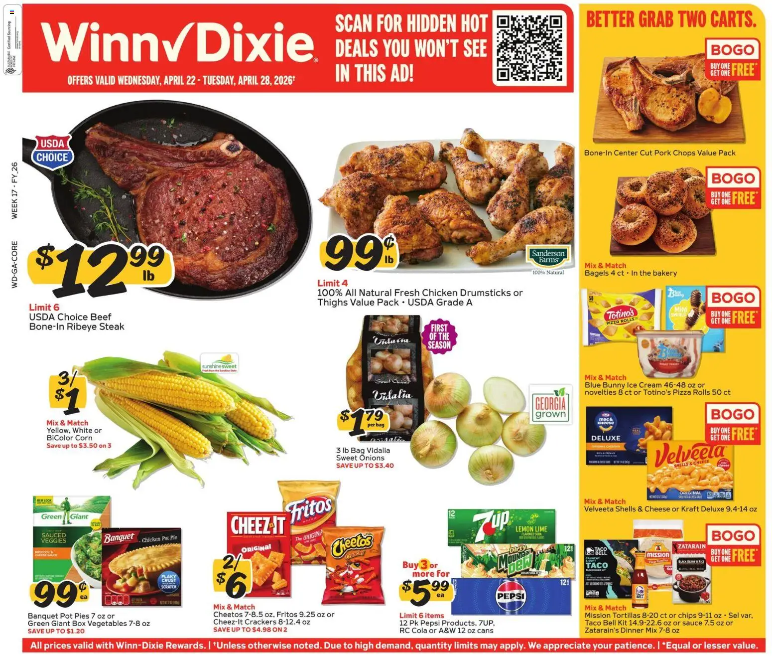 Winn Dixie Weekly Ad - page 1- valid from 04/22/2026
