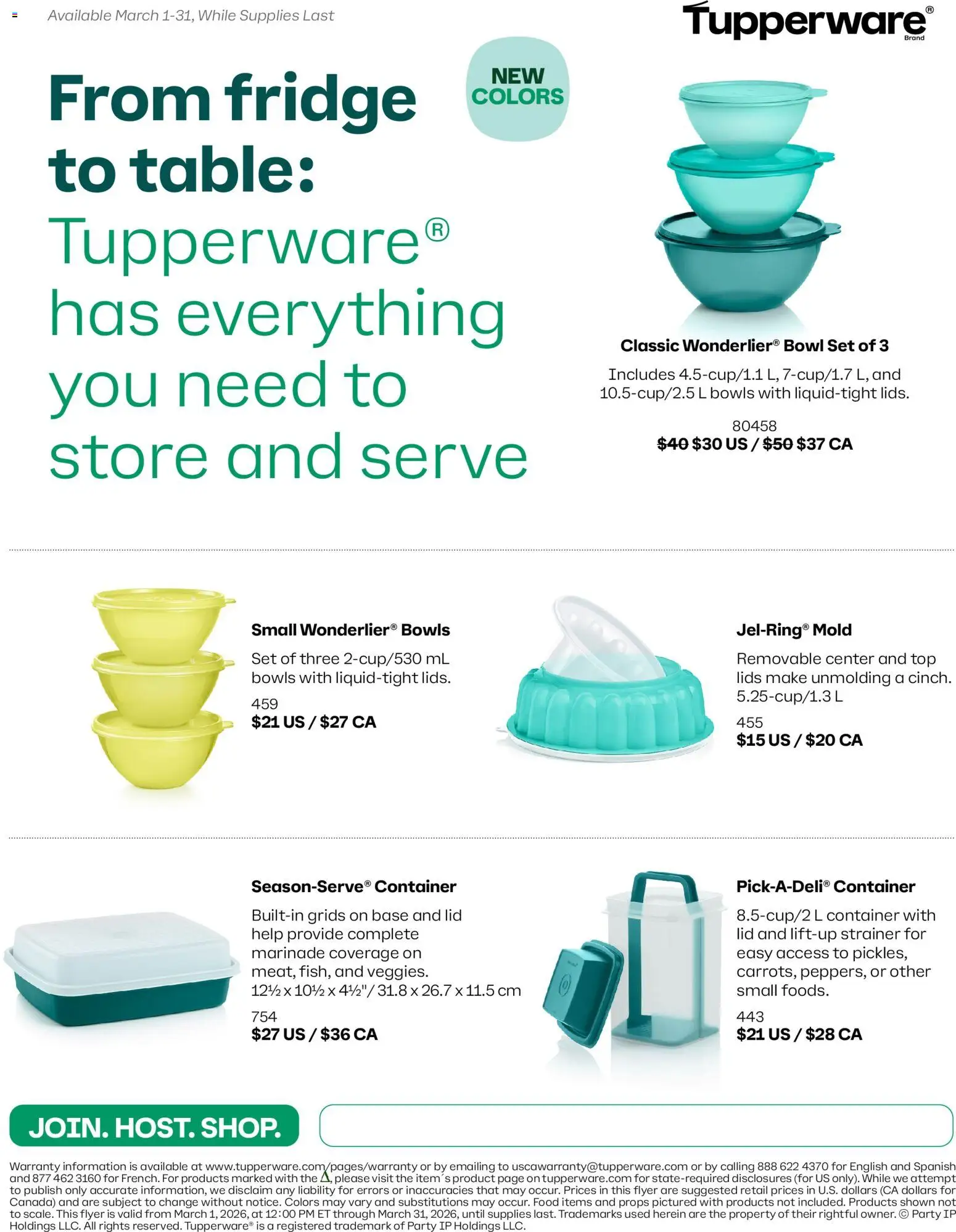 Tupperware weekly flyer - page 1- valid from Mar 1, 2026