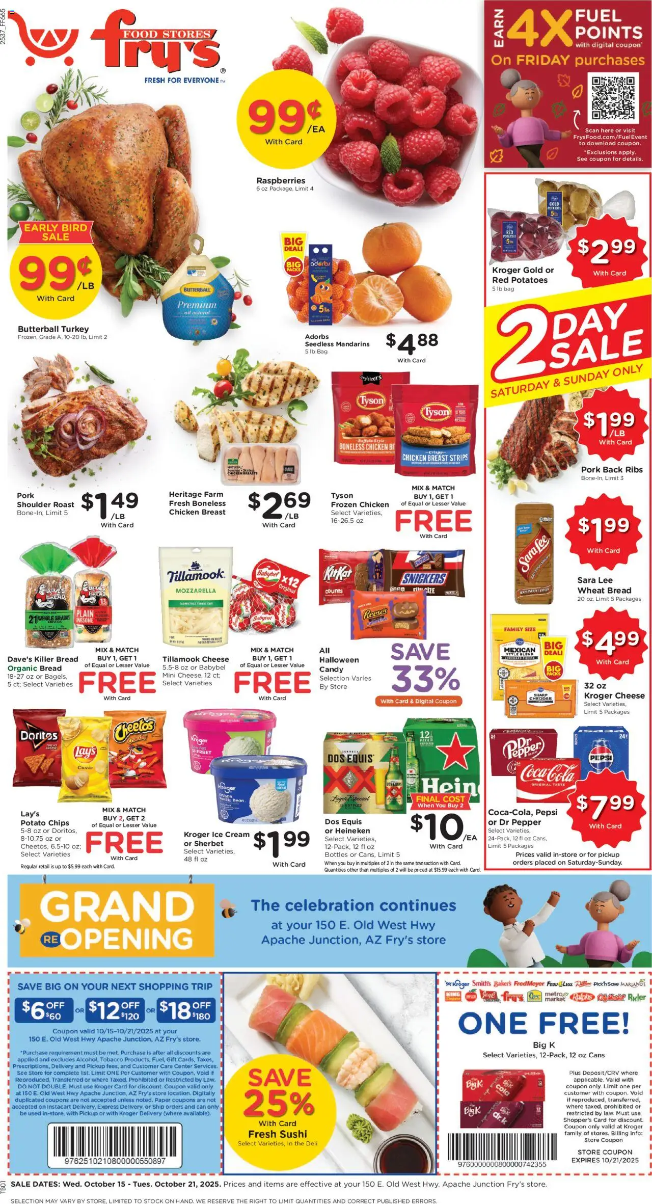Fry's Food Weekly Ad - page 1- valid from 10/15/2025
