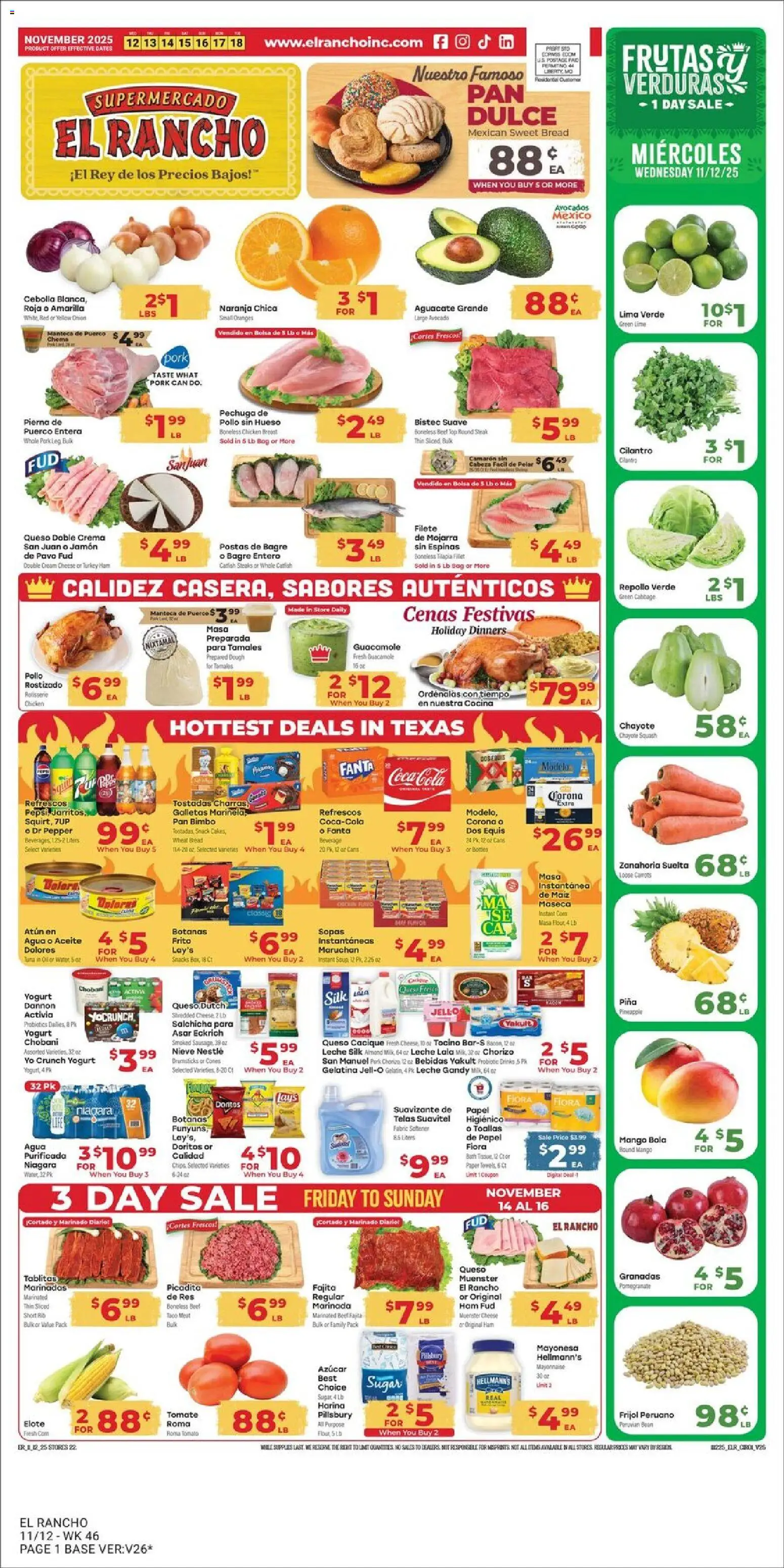 El Rancho Weekly Ad - page 1- valid from 11/12/2025