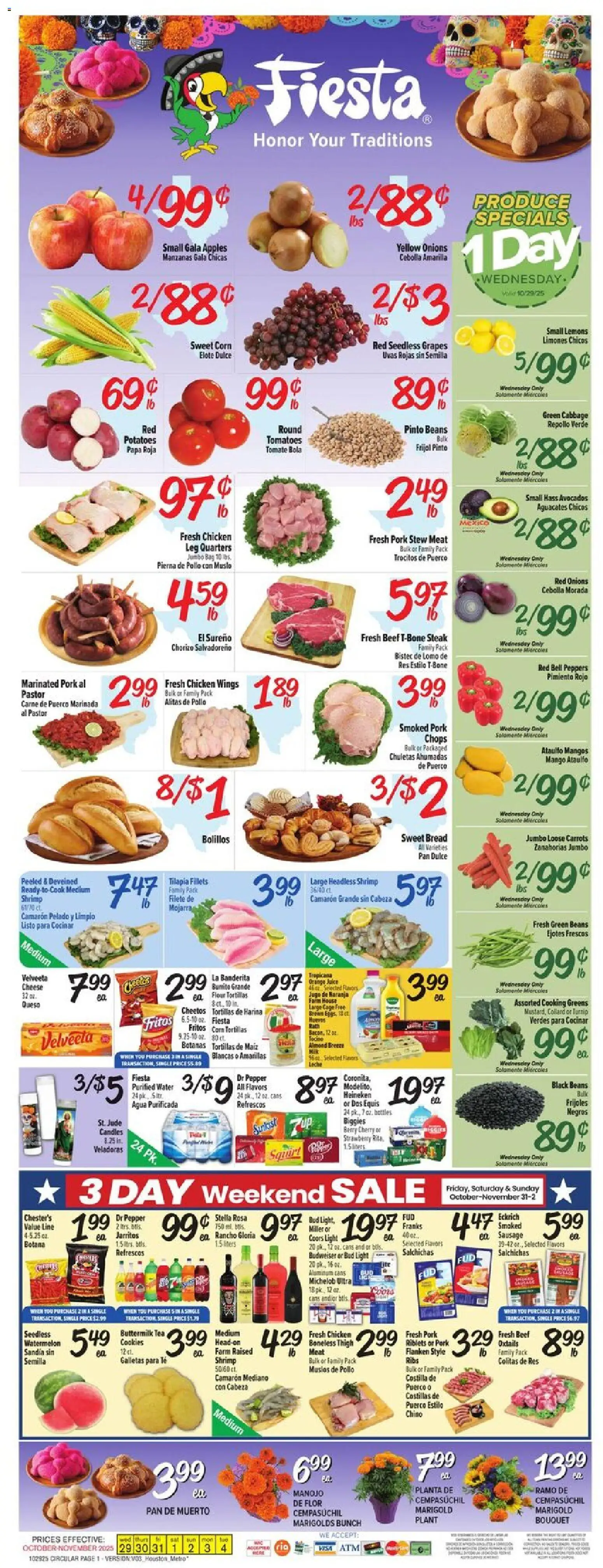 Fiesta Mart Weekly Ad - page 1- valid from 10/29/2025