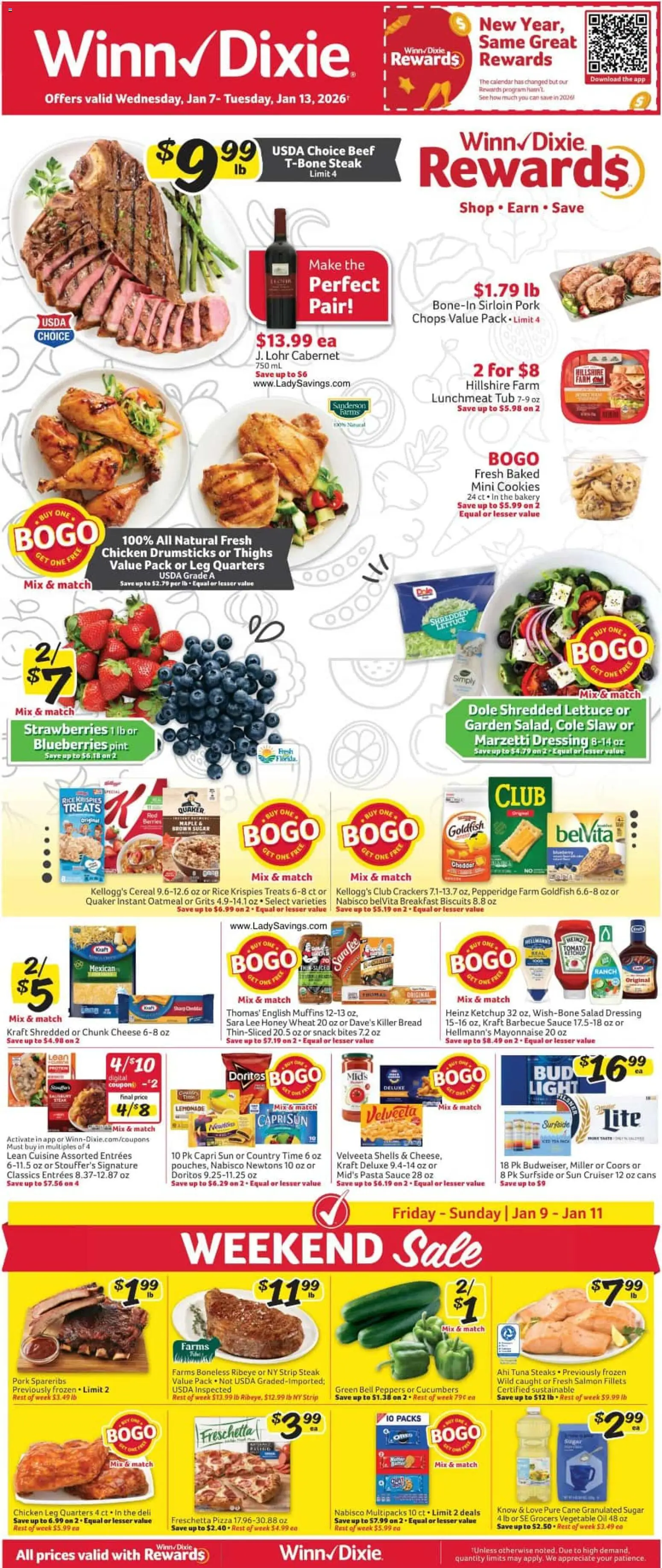 Winn Dixie Weekly Ad - page 1- valid from 01/07/2026