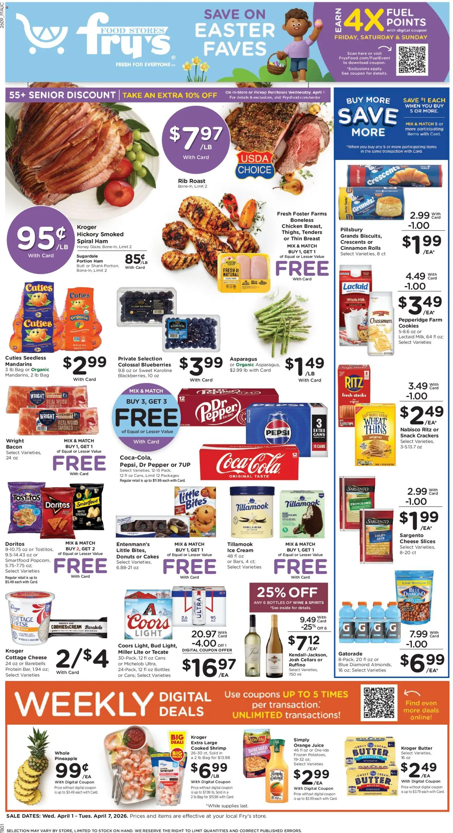 Fry's Food Weekly Ad - page 1- valid from 04/01/2026