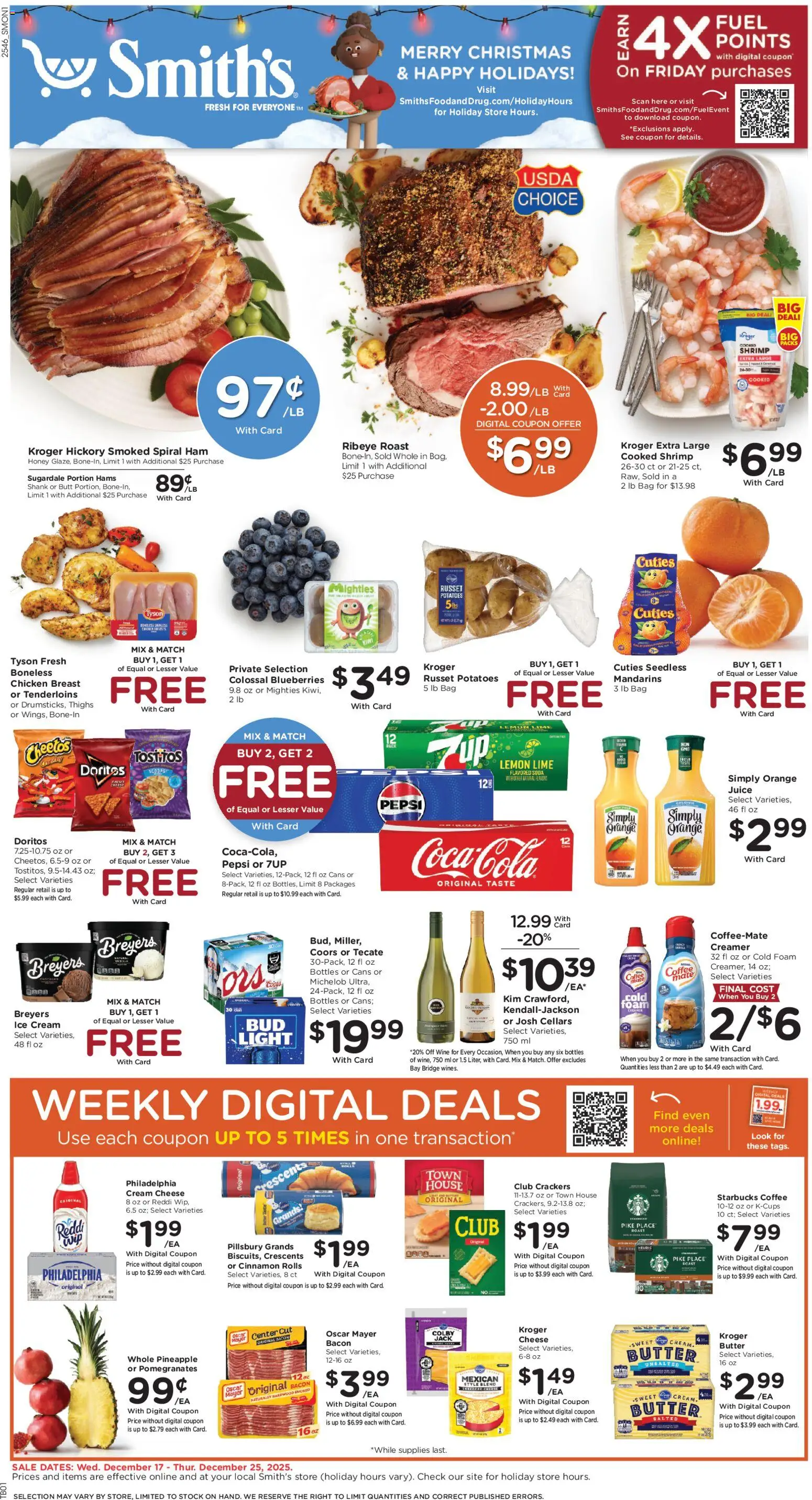 Smith's Weekly Ad - page 1- valid from 12/17/2025