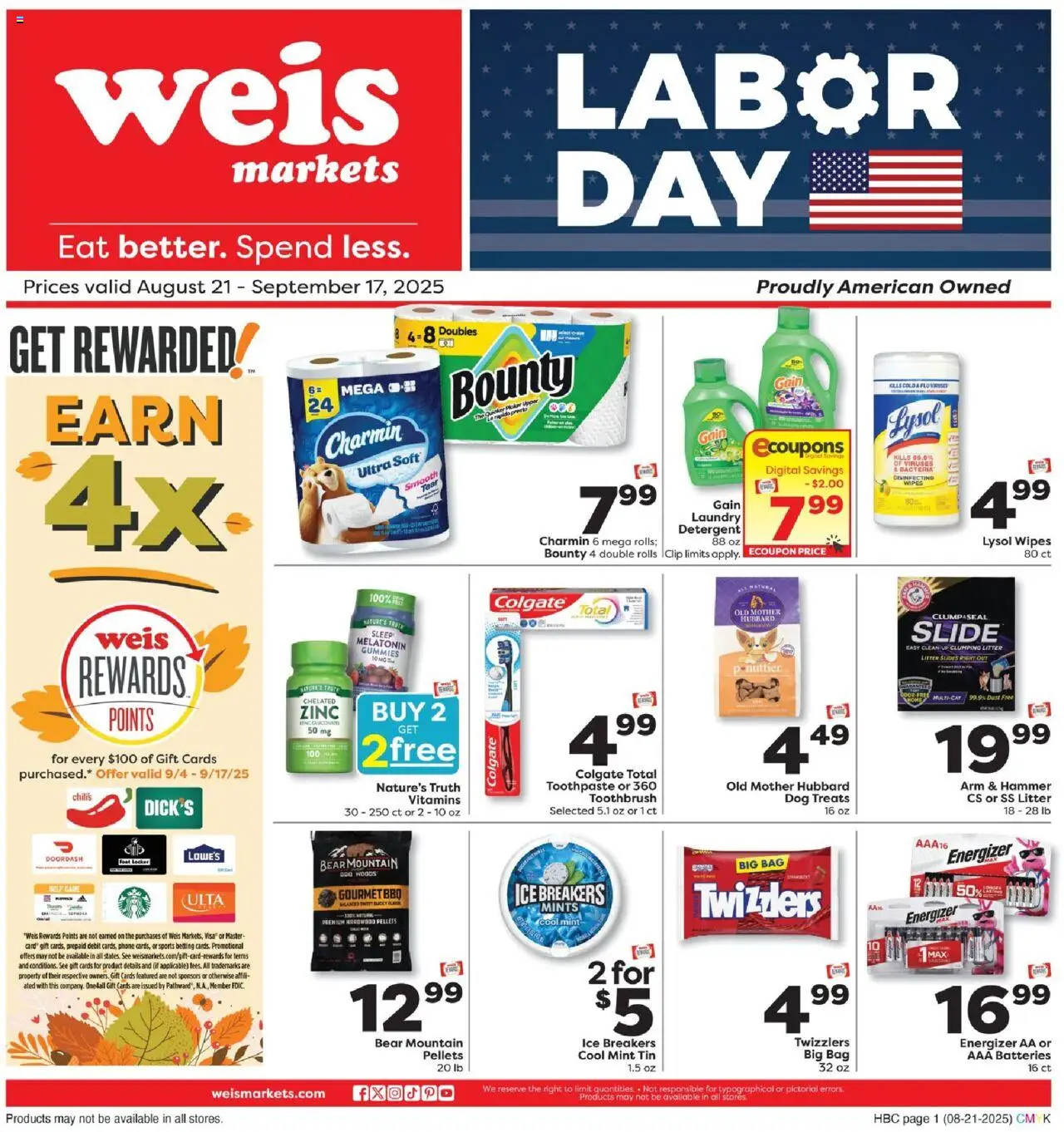 Weis Ad - page 1- valid from 08/21/2025