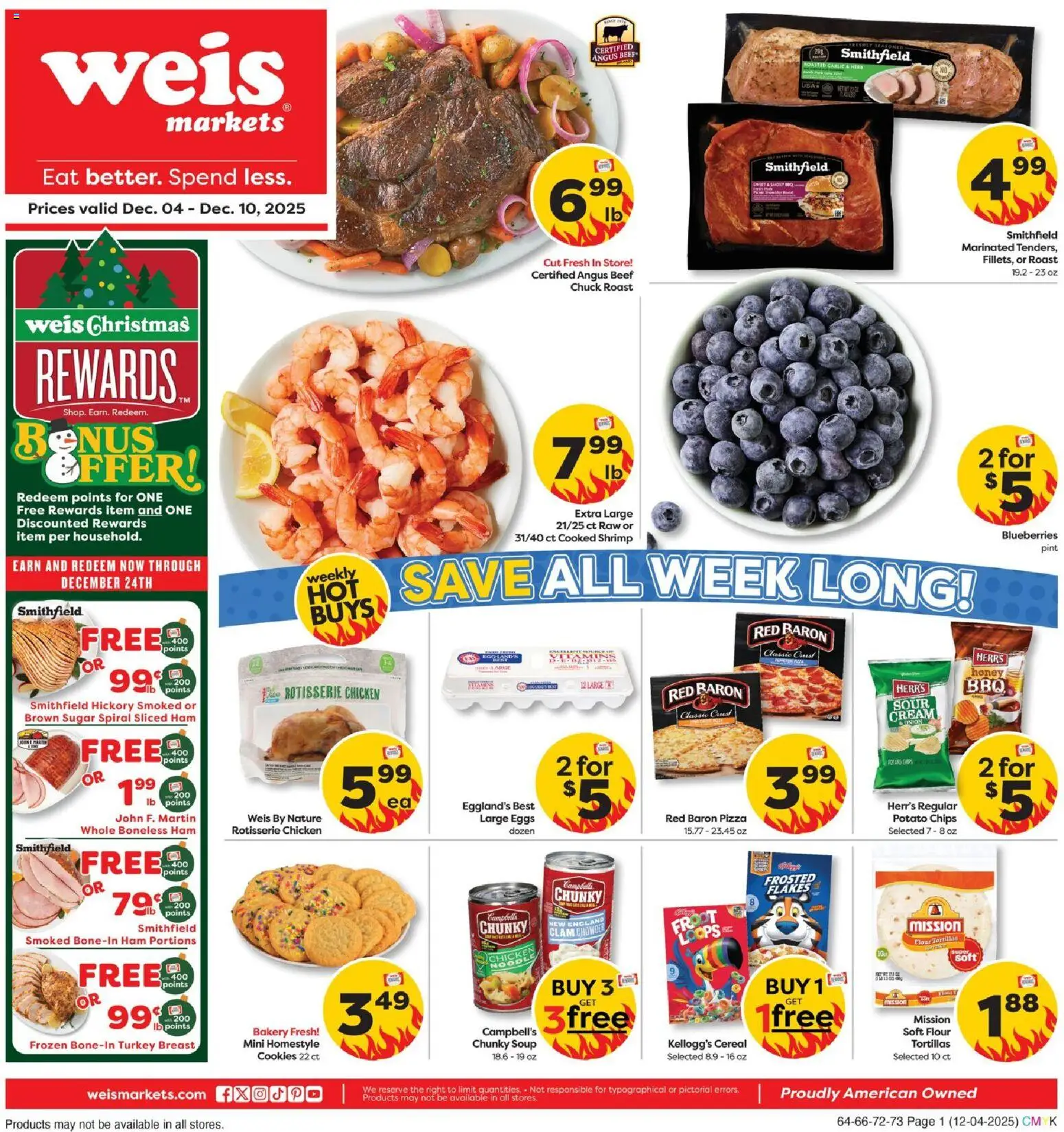 Weis Weekly Ad - page 1- valid from 12/04/2025