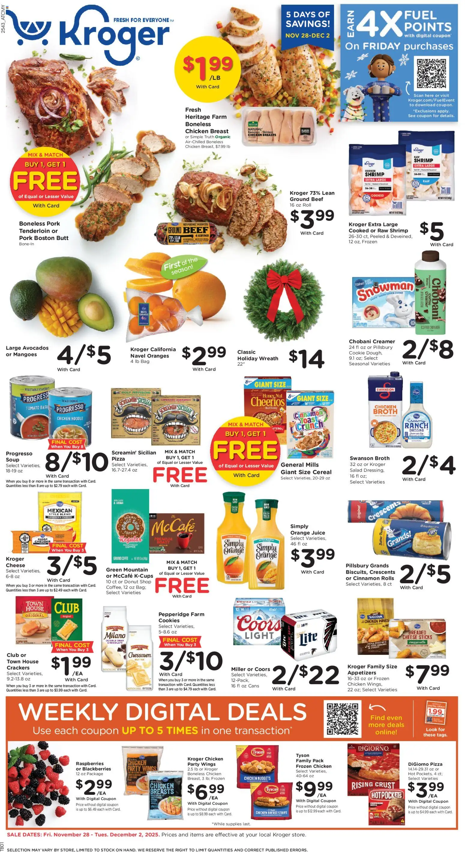 Kroger Weekly Ad - page 1- valid from 11/28/2025
