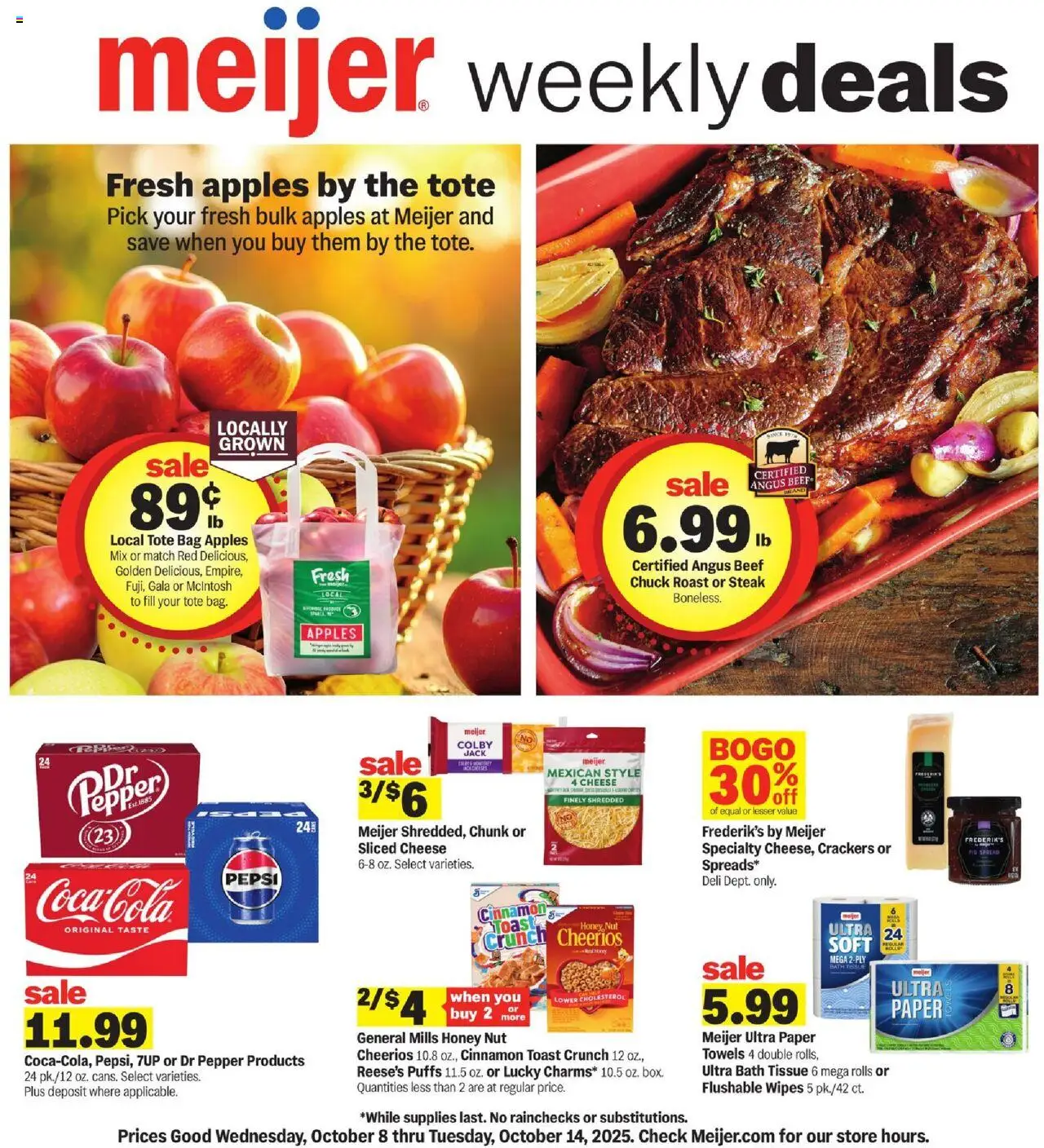 Meijer Weekly Ad - page 1- valid from 10/08/2025