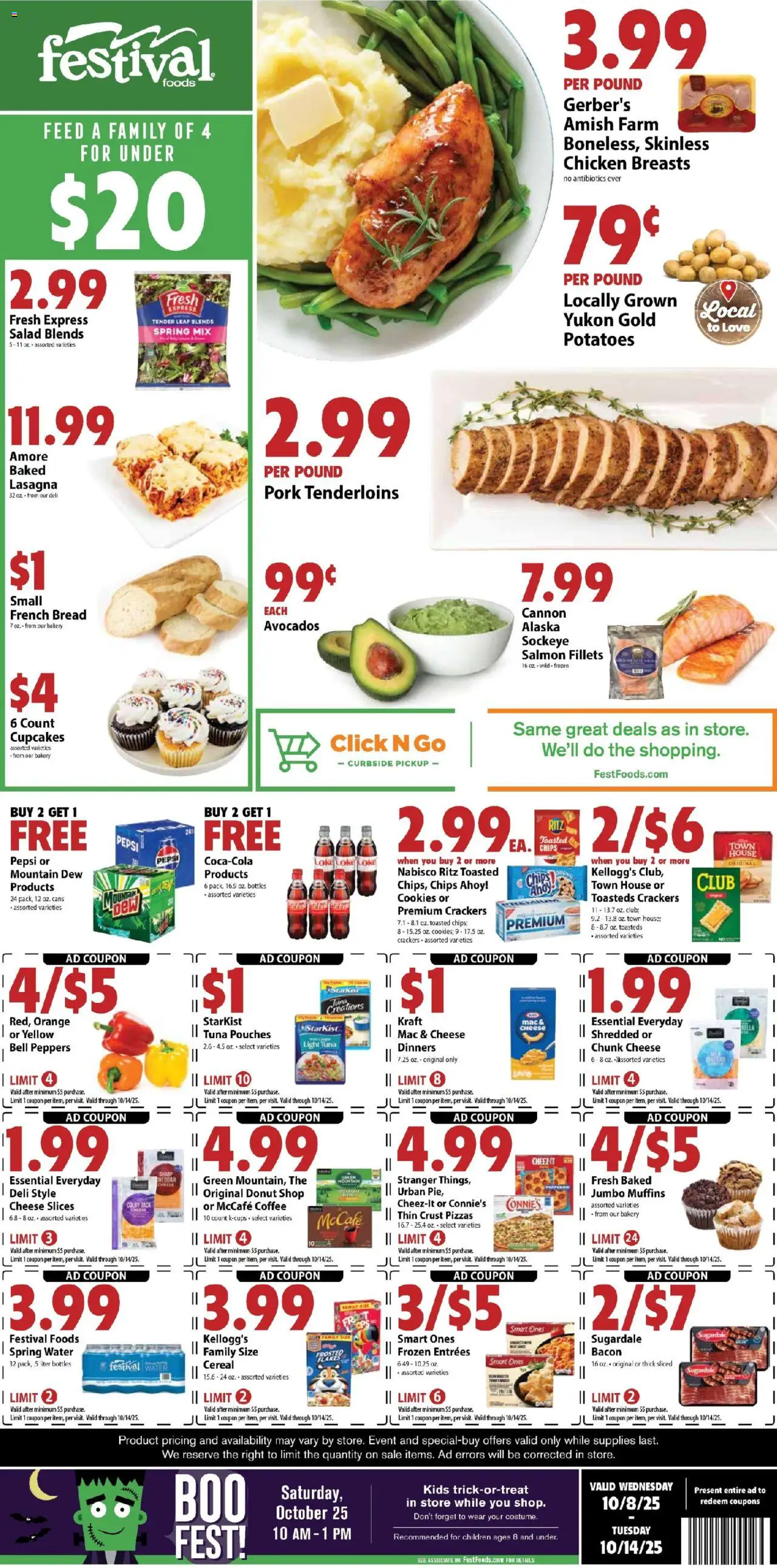 Festival Foods Weekly Ad - page 1- valid from 10/08/2025