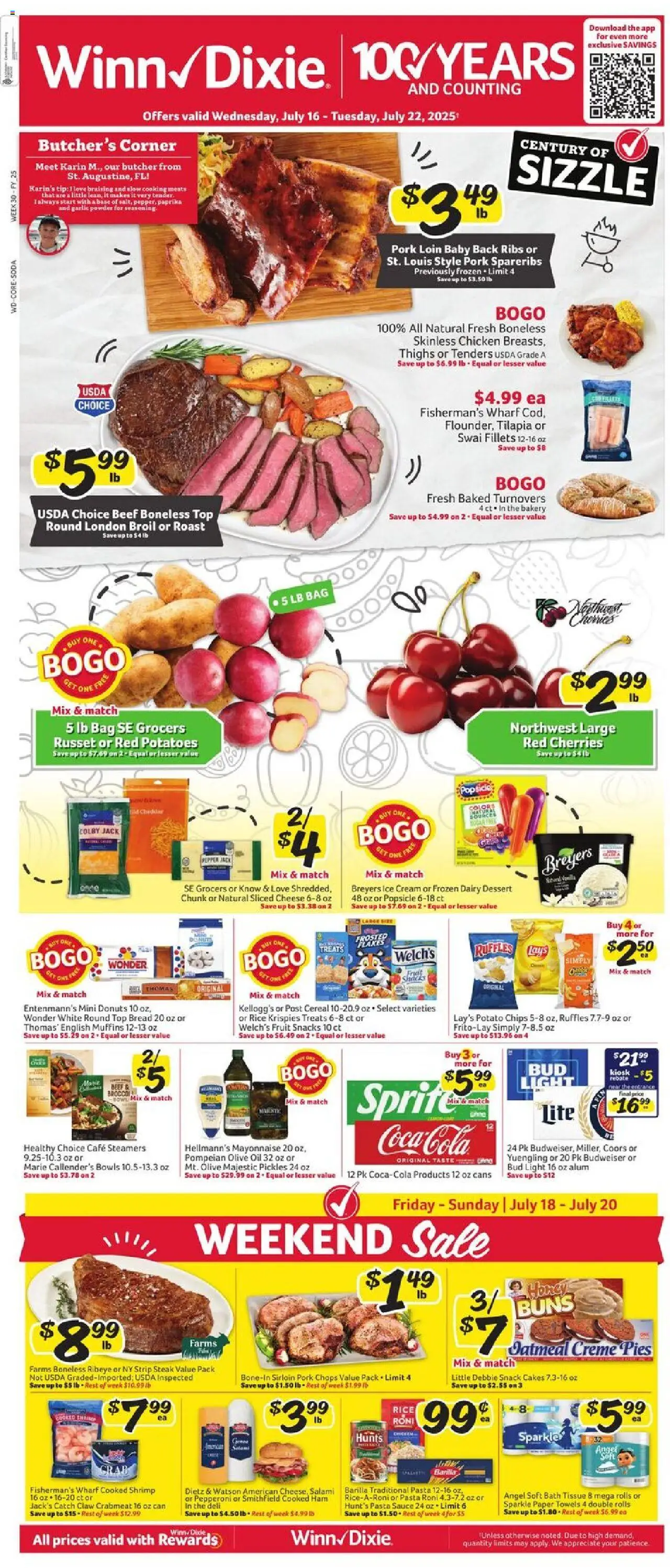 Winn Dixie Weekly Ad - page 1- valid from 07/16/2025