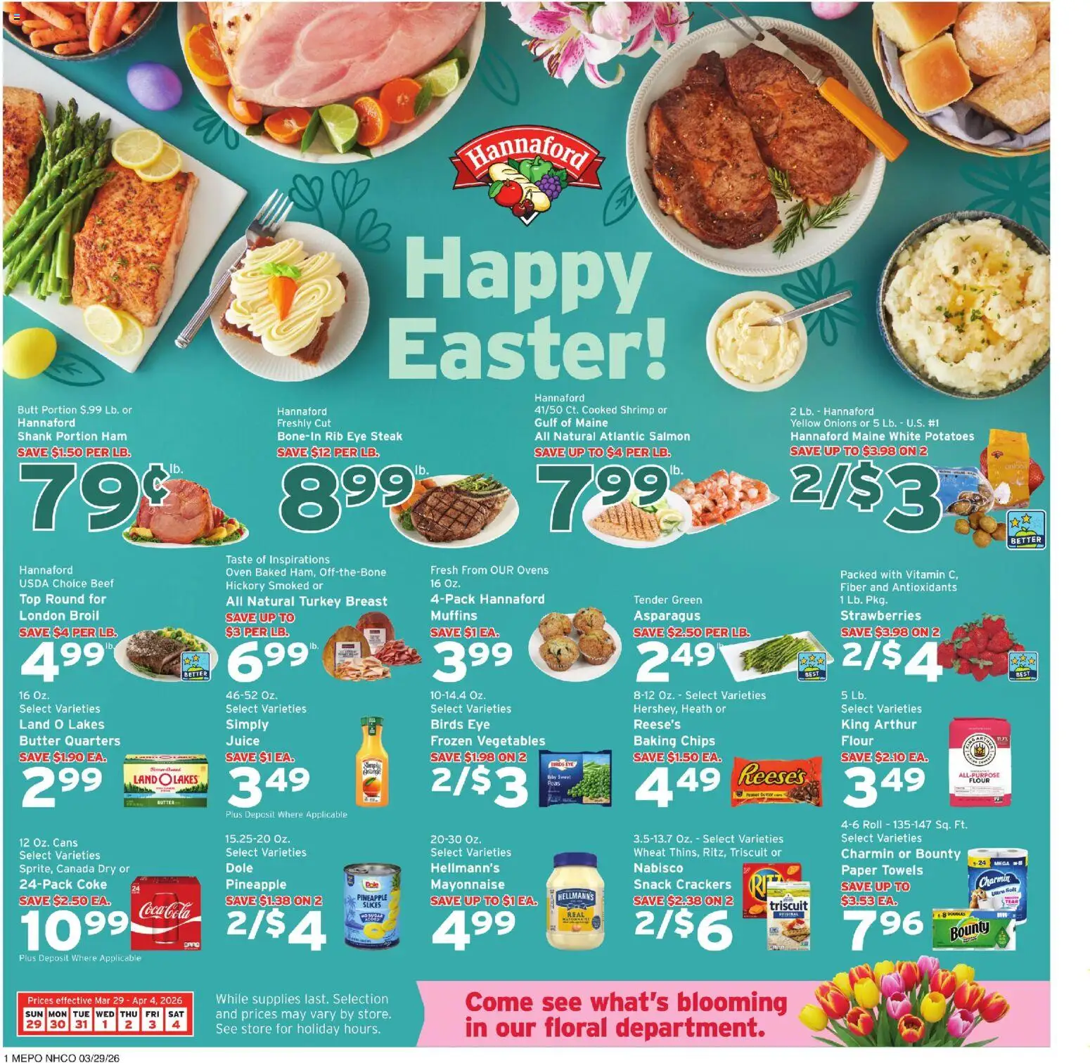 Hannaford Weekly Ad - page 1- valid from 03/29/2026