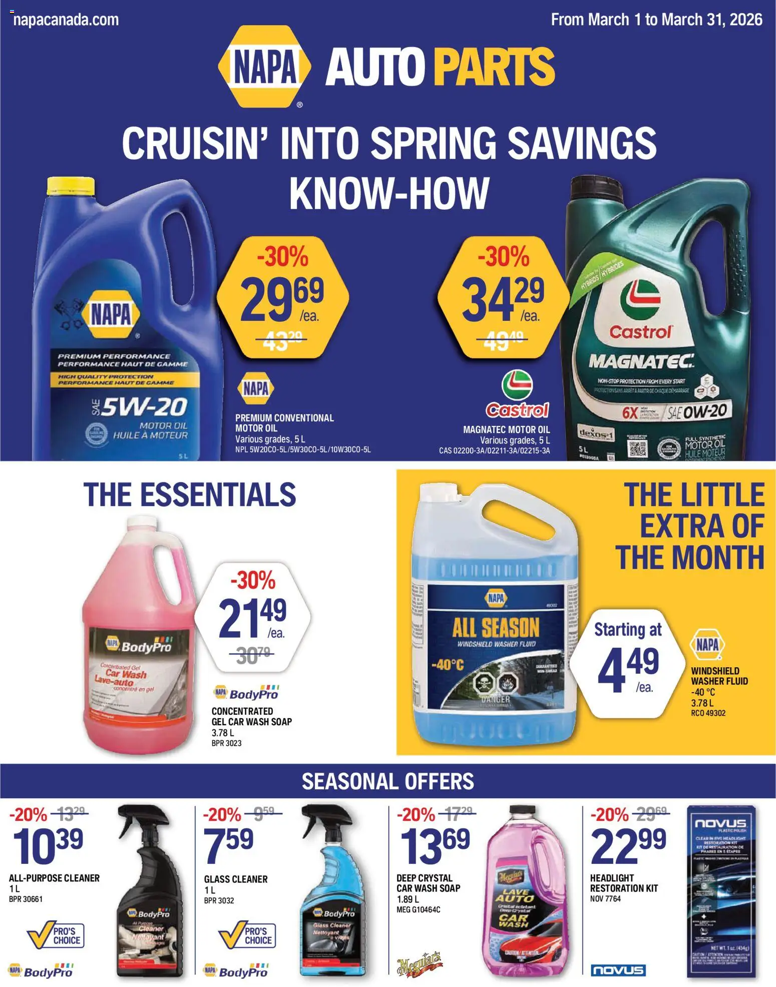 NAPA Auto Parts weekly flyer - page 1- valid from Mar 1, 2026