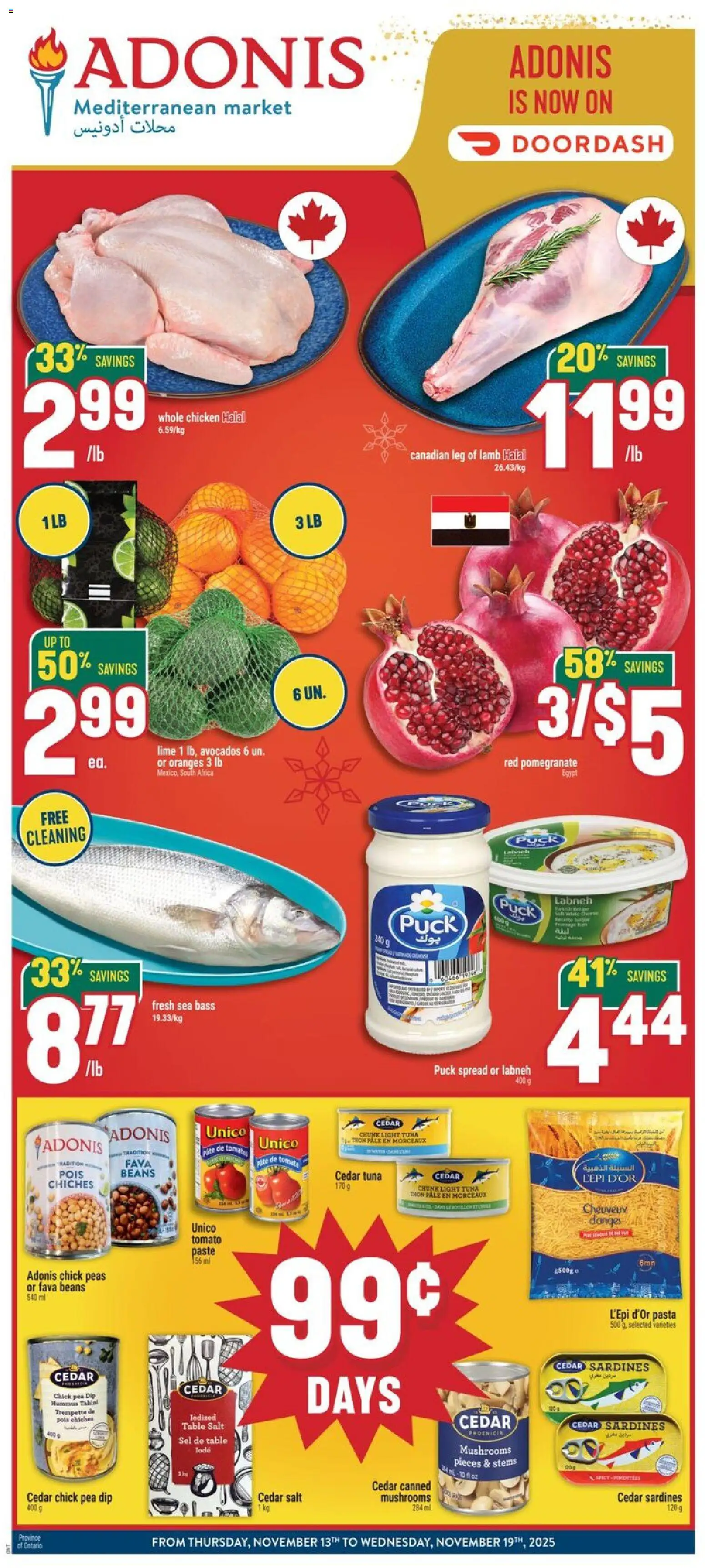 Adonis weekly flyer  - page 1- valid from Nov 13, 2025