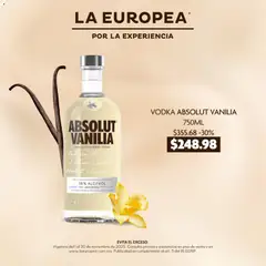 La Europea catálogo Vodka Absolut Vanilia válido desde 24/11/2025
