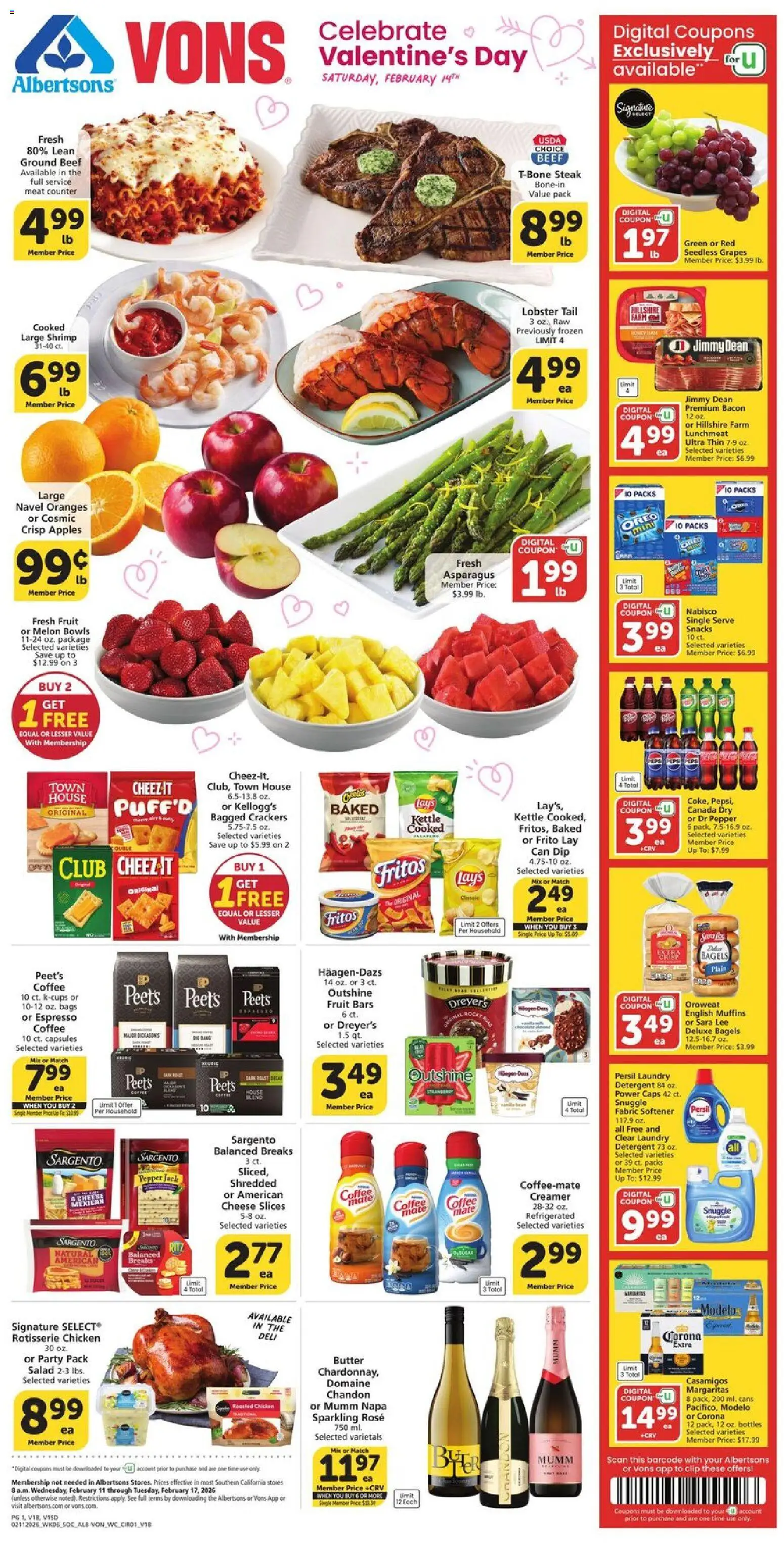Vons Weekly Ad - SoCal - page 1- valid from 02/11/2026
