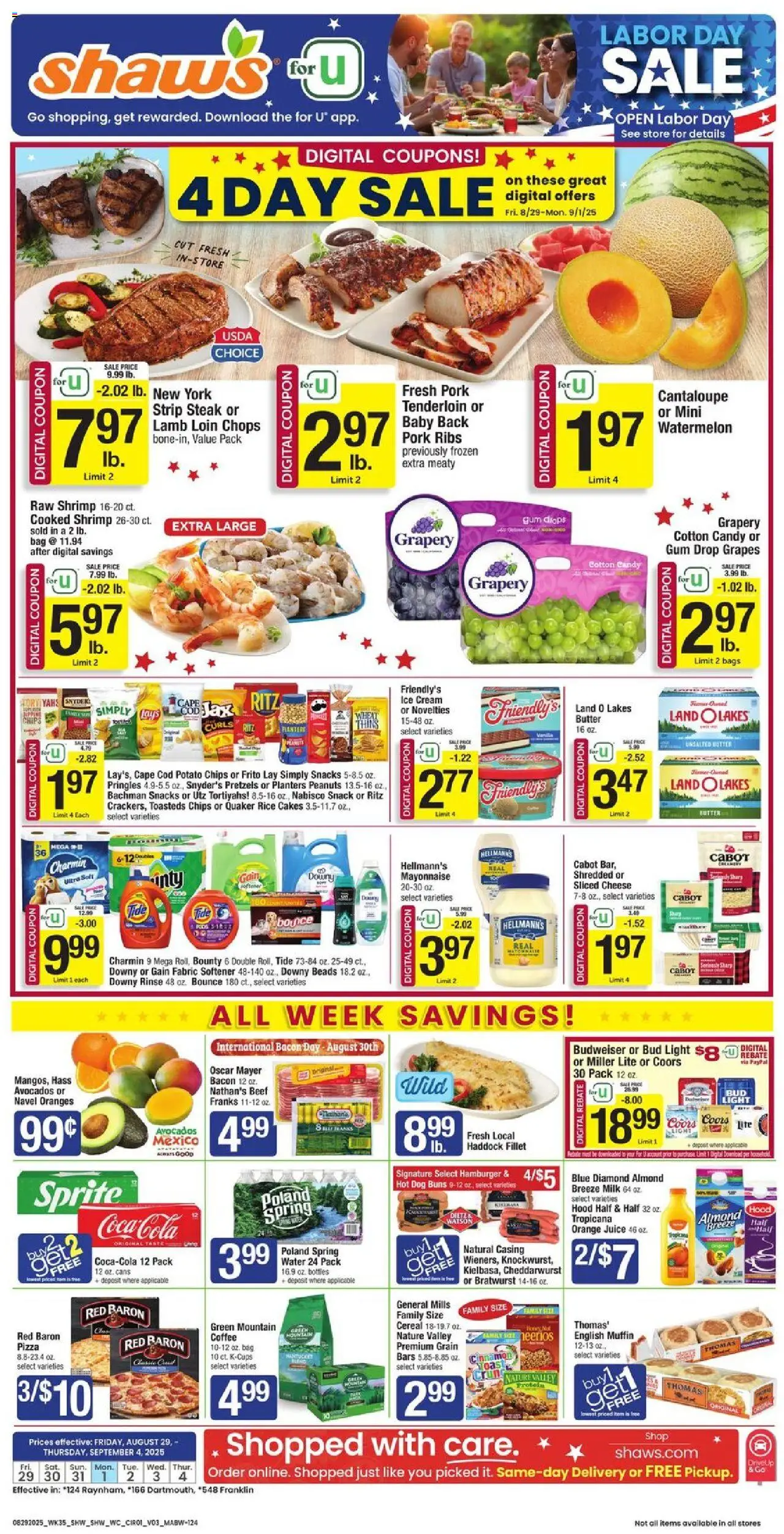 Shaw's Weekly Ad - MA - page 1- valid from 08/29/2025