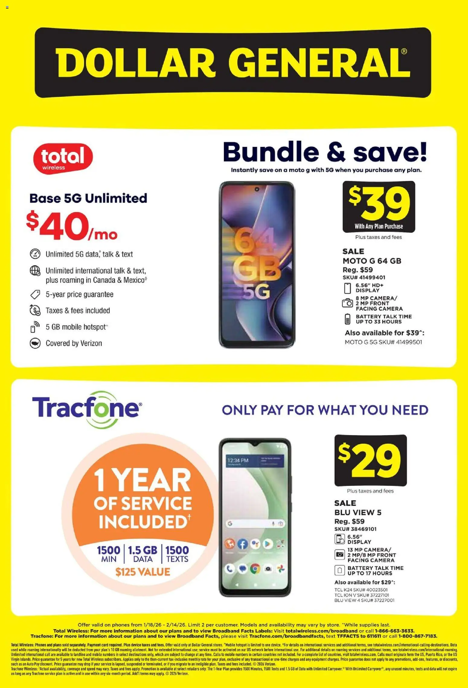 Dollar General Wireless Deals - page 1- valid from 01/18/2026